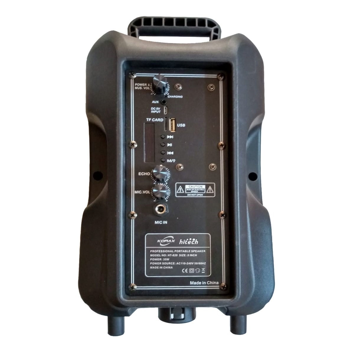 Korax-Hitech HT-820 8'' UHF 1 El + 1Yaka Mikrafonlu Taşınabilir Ses Sistemi
