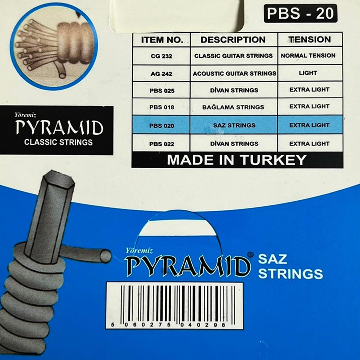 Pyramid PBS-020 Uzun Sap Bağlama Teli Takımı
