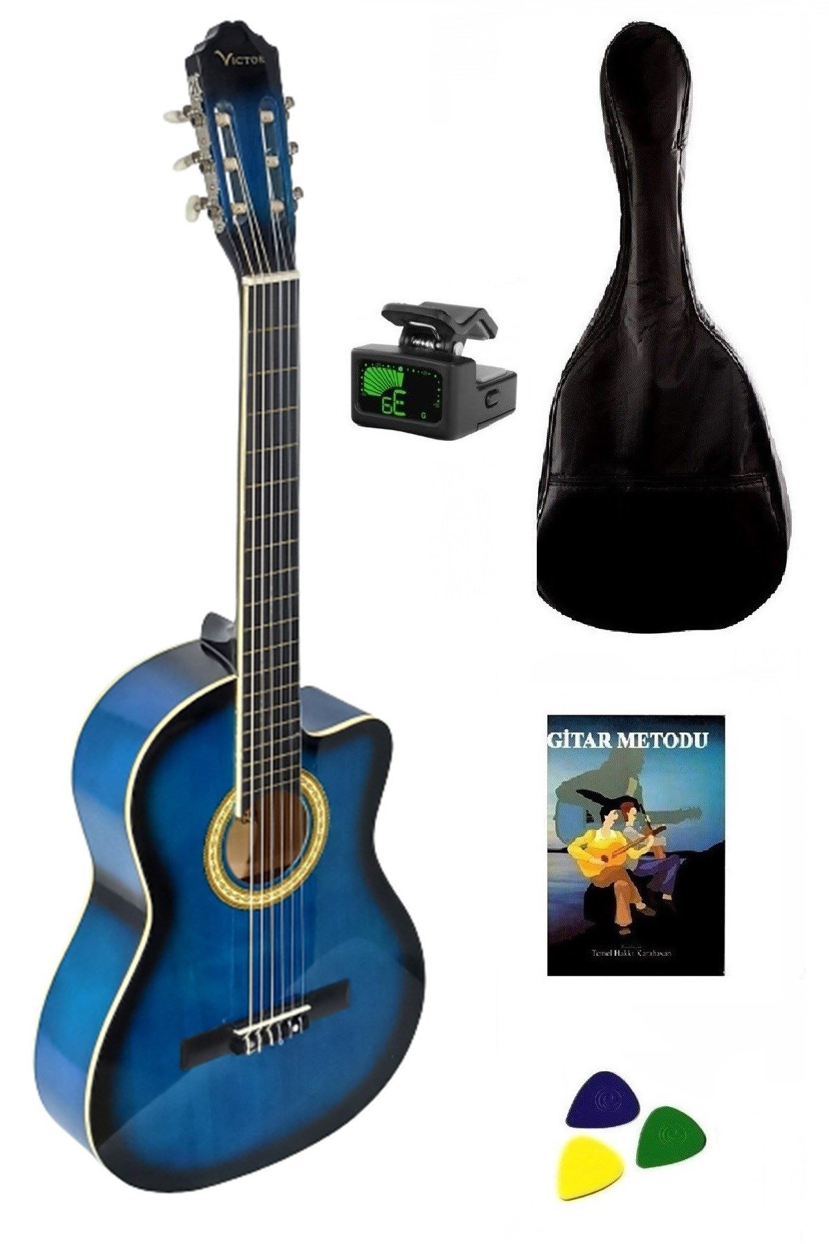 Victor Cutuway Klasik Gitar  Seti 4/4 ( Kırmızı )