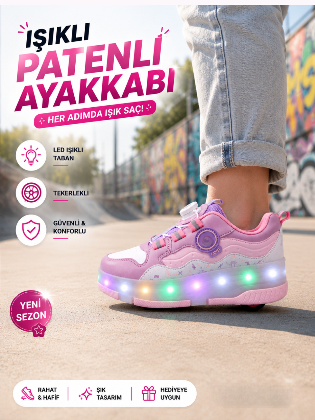Işıklı Patenli  Kız Çocuk Ayakkabı