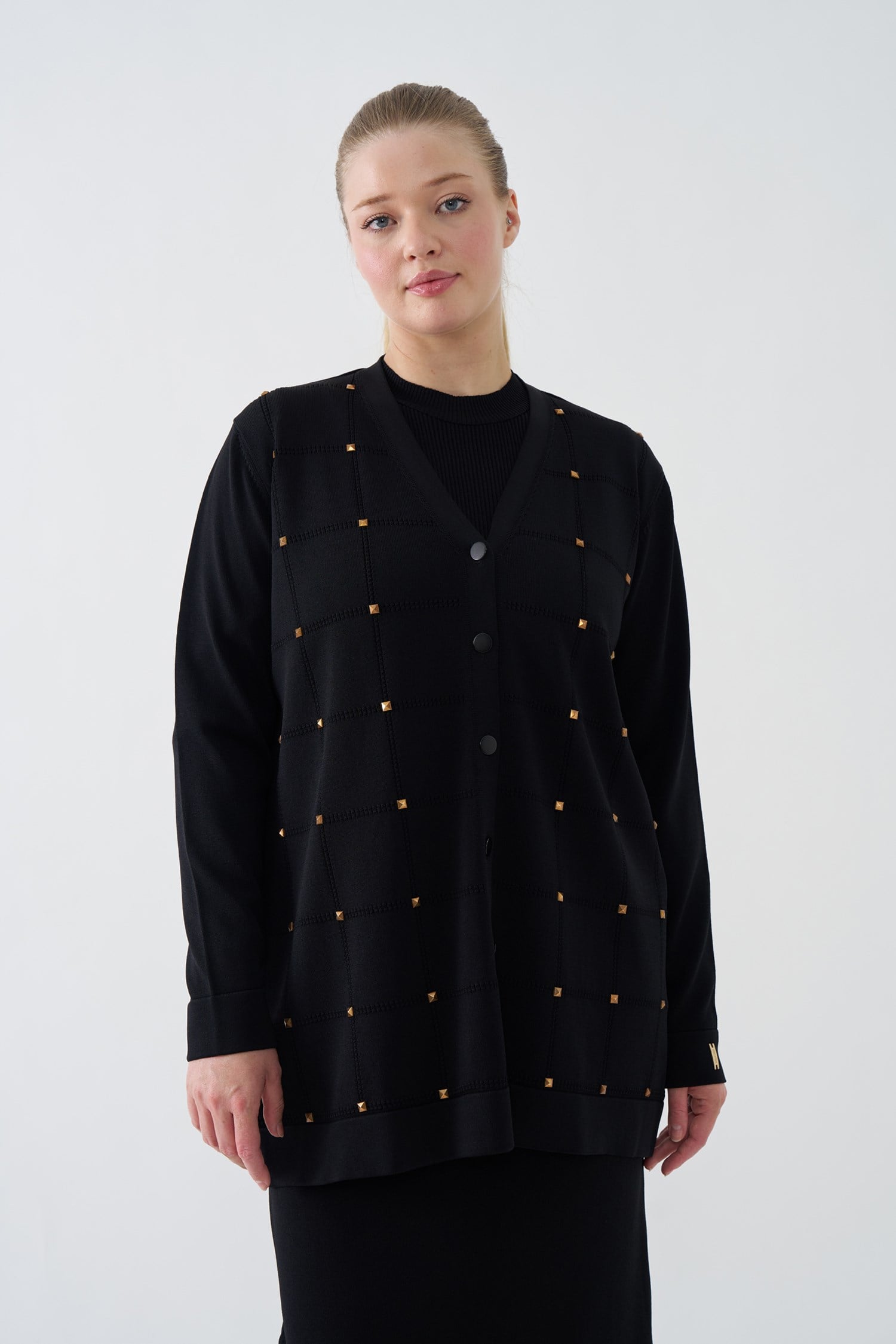 3148 KARE DESENLİ DROPLU HIRKA