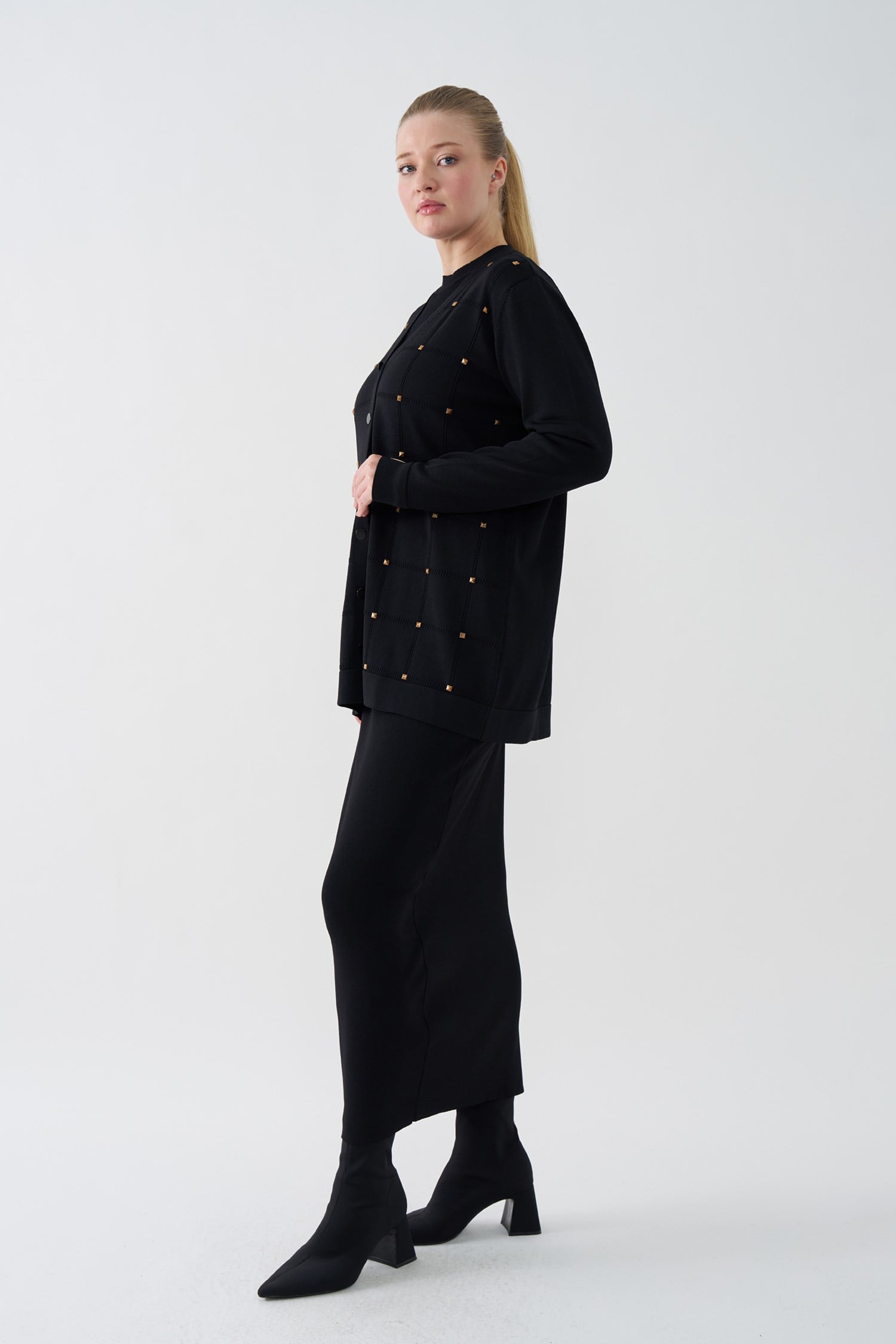 3148 KARE DESENLİ DROPLU HIRKA