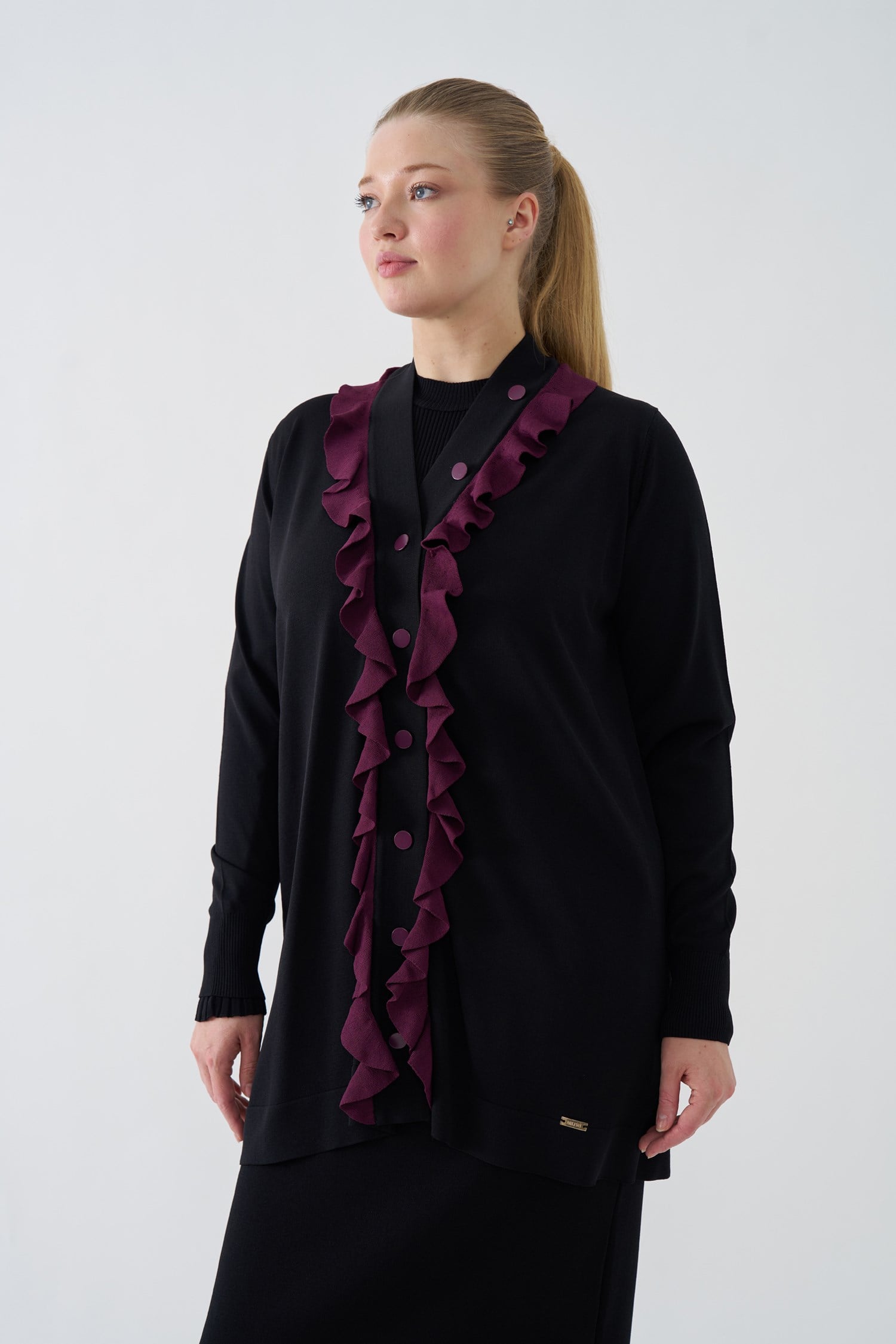 3154 2 RENKLİ V YAKA HIRKA