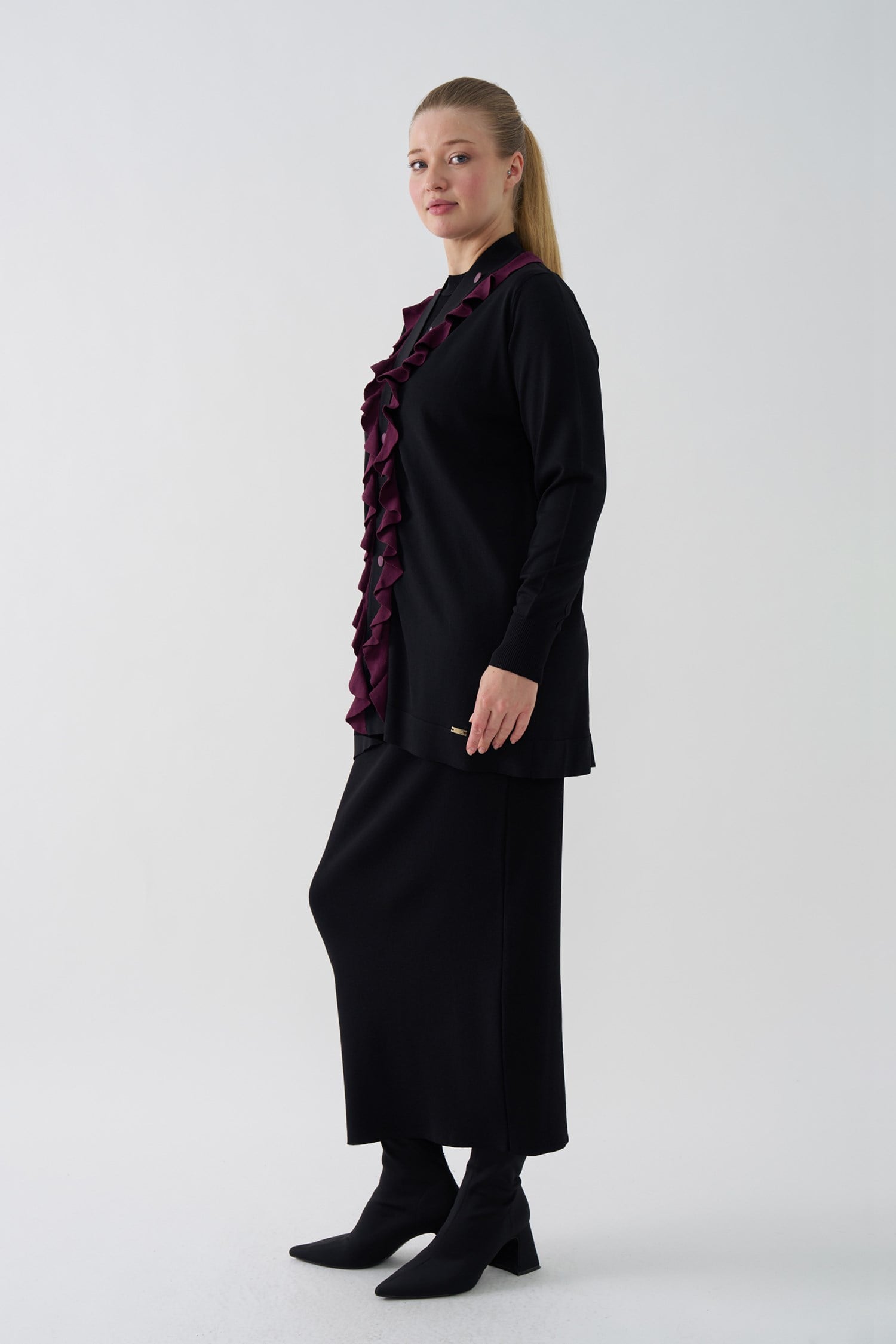 3154 2 RENKLİ V YAKA HIRKA