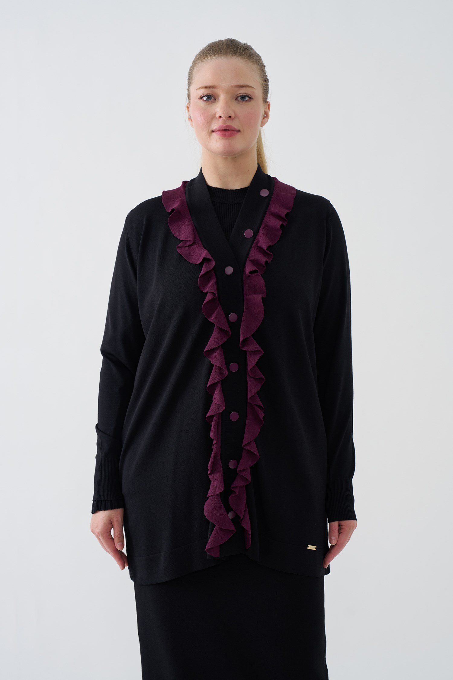 3154 2 RENKLİ V YAKA HIRKA