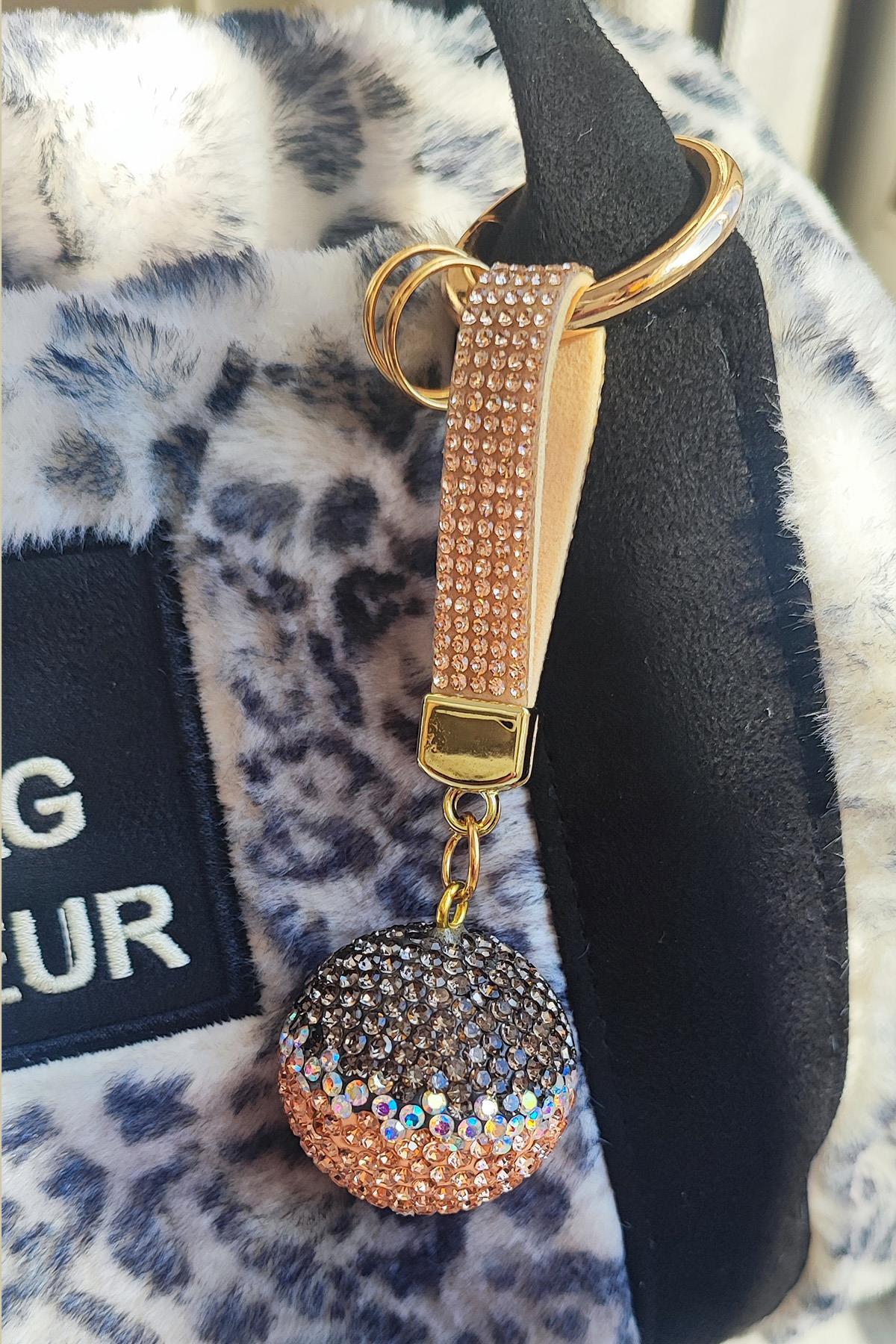 1.Kalite Zirkon Taşlı Gümüş-Nude Top Model Anahtarlık Ve Çanta Aksesuarı  ve Hediyelik