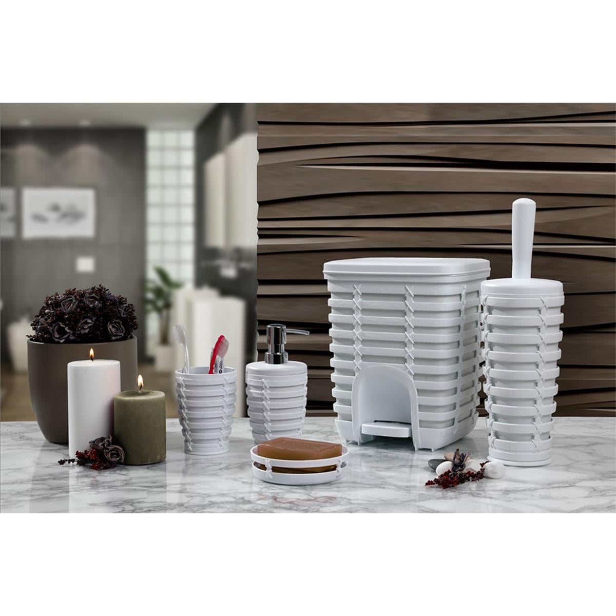 PRİMANOVA PALM 5Lİ BANYO SETİ BEYAZ