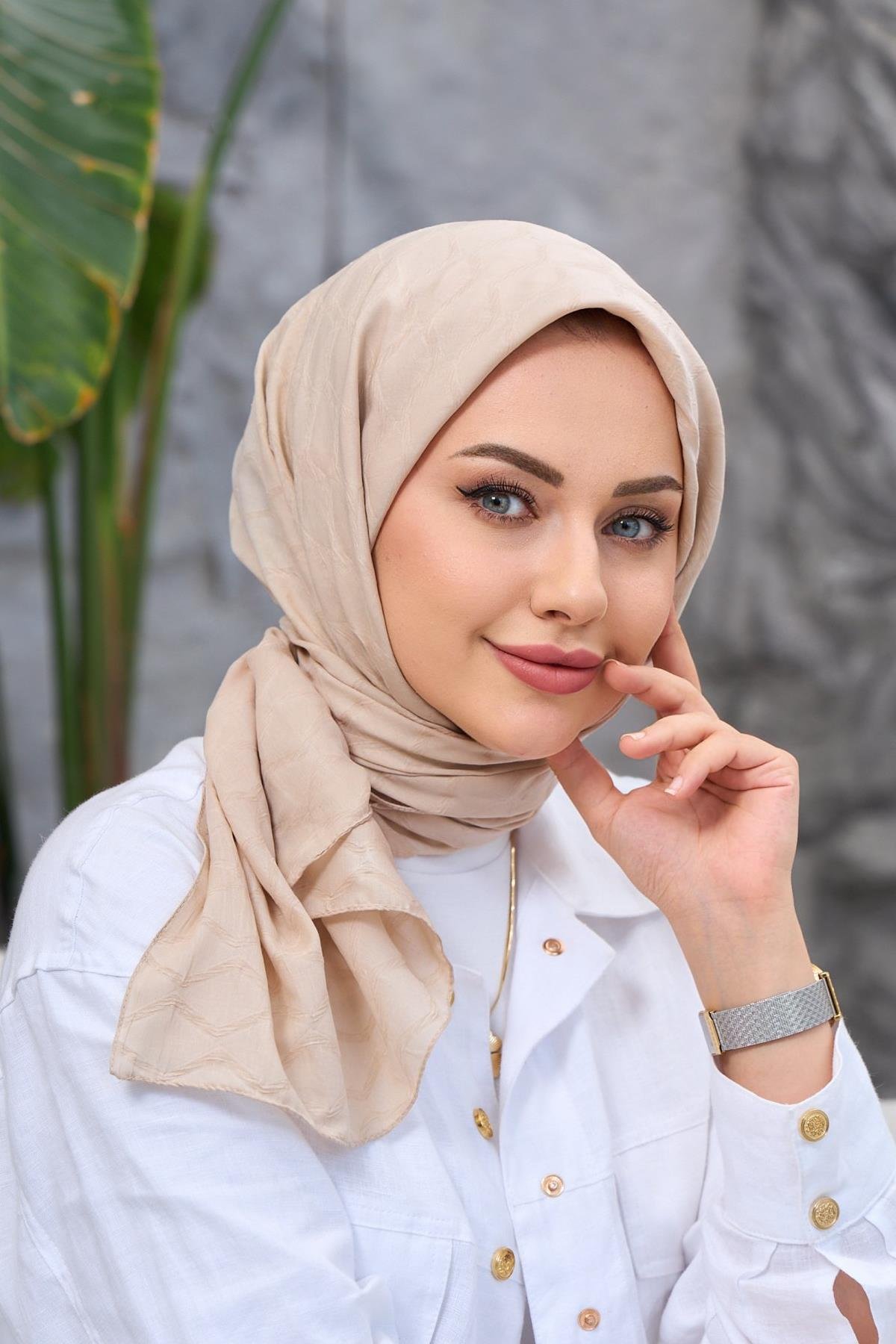 Açık Vizon Bambu Jakar Eşarp