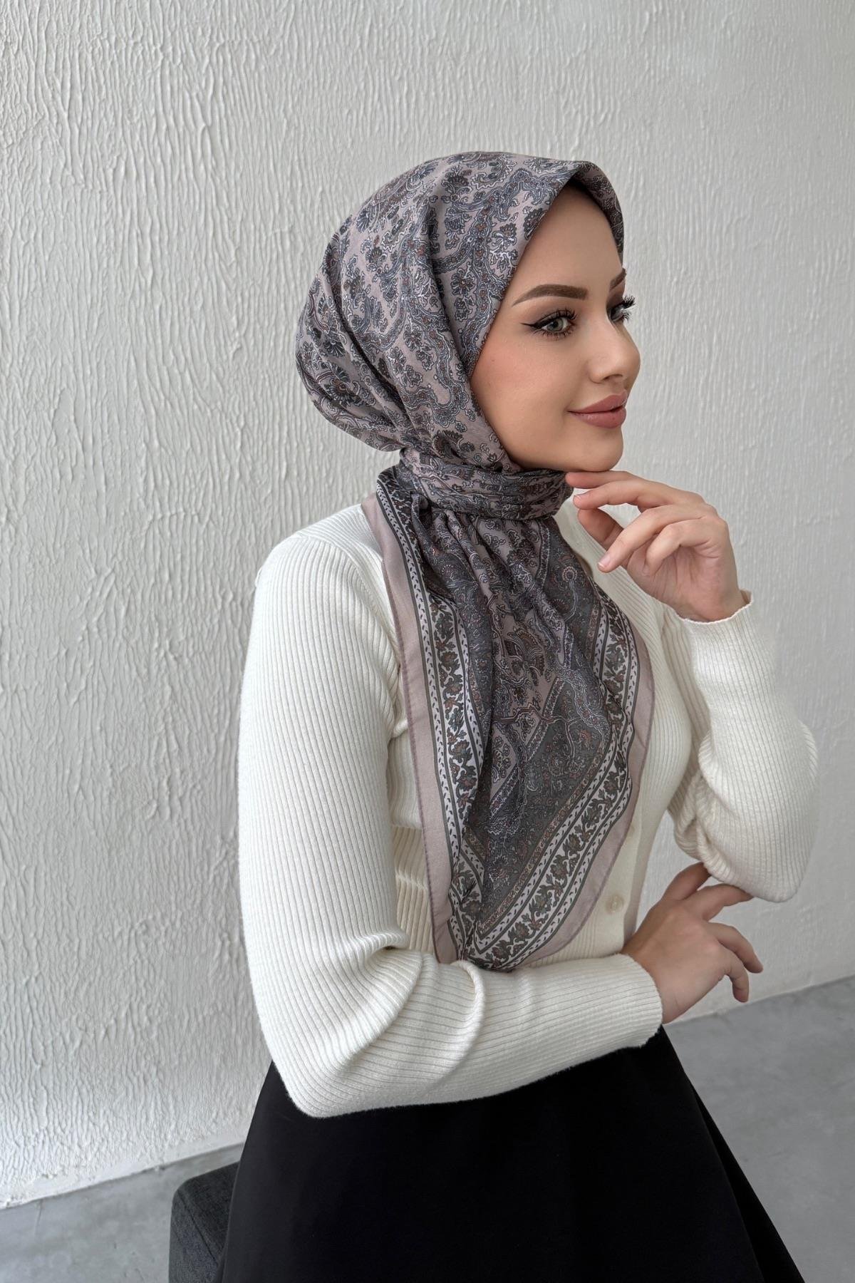 Açık Vizon Bohem Modal İpek Eşarp