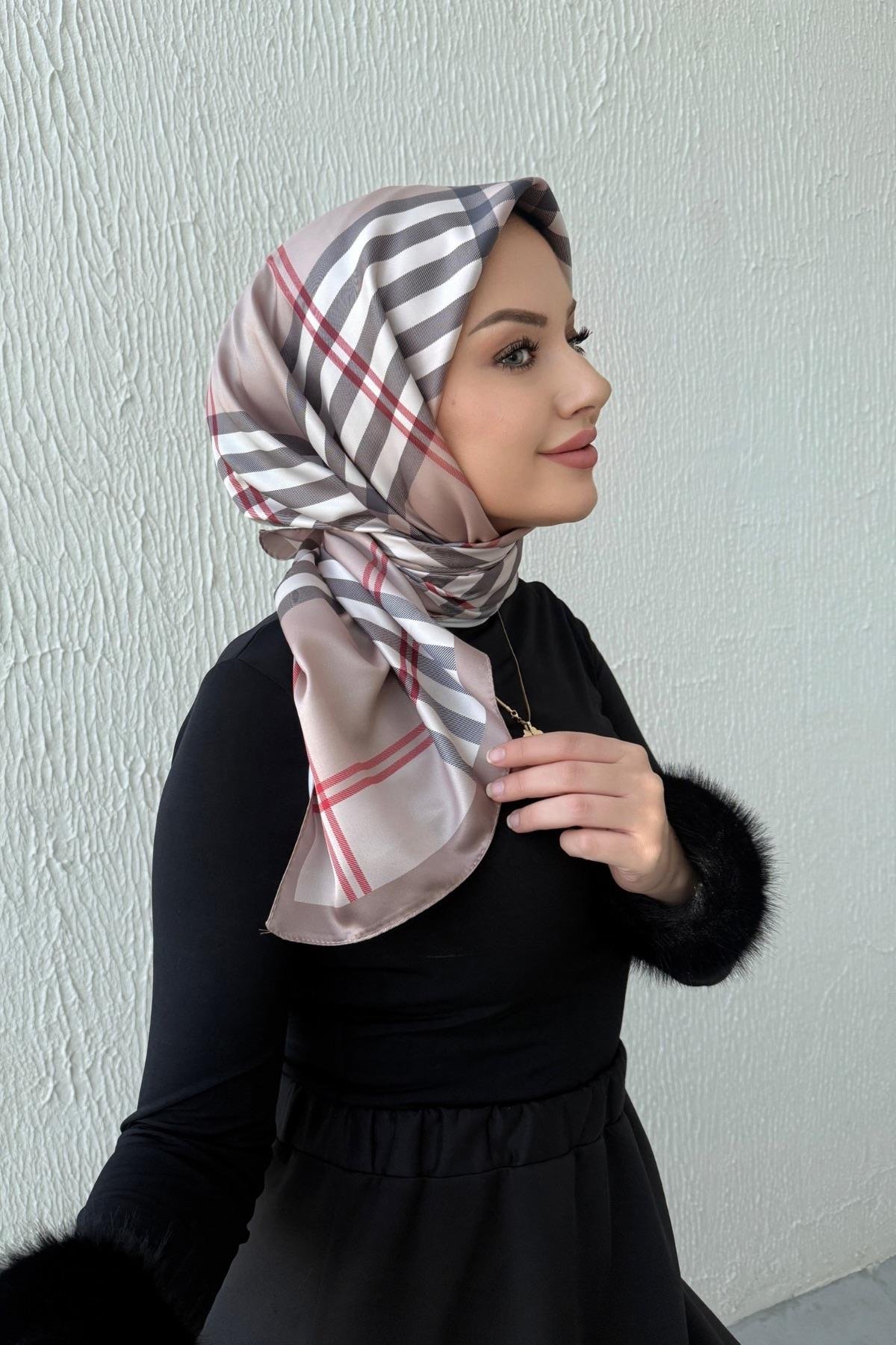 Açık Vizon Burbry Twill Eşarp