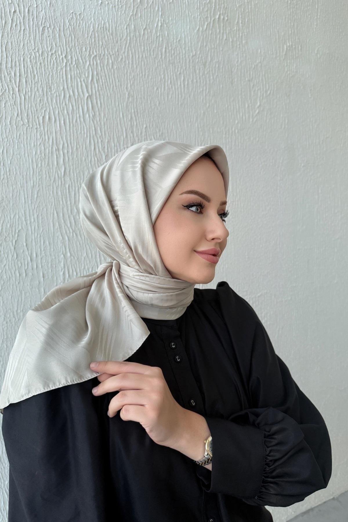 Açık Vizon Noya İpeksi Jakar Eşarp