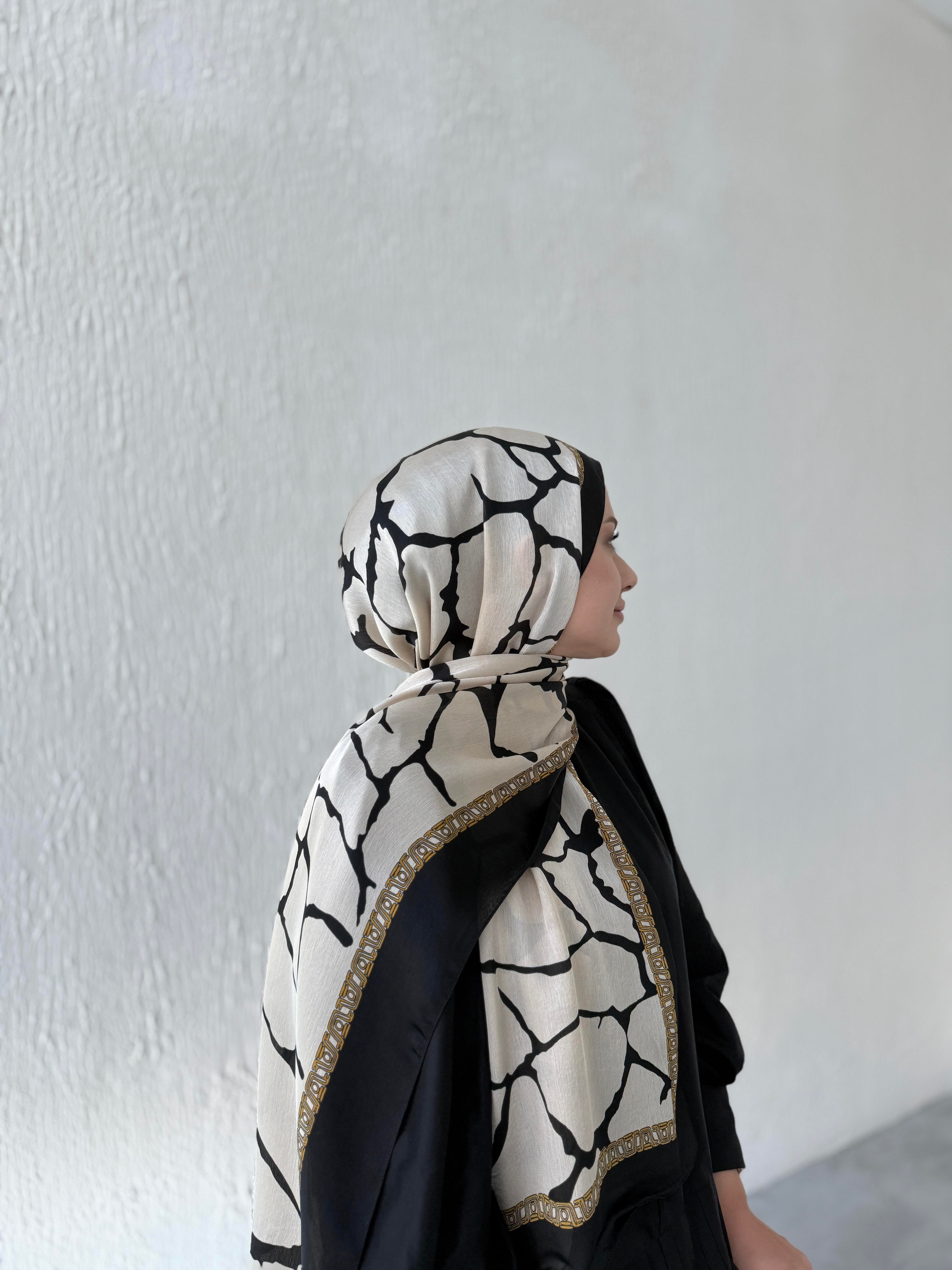 Açık Vizon Taş Desen Vual İpek Şal 