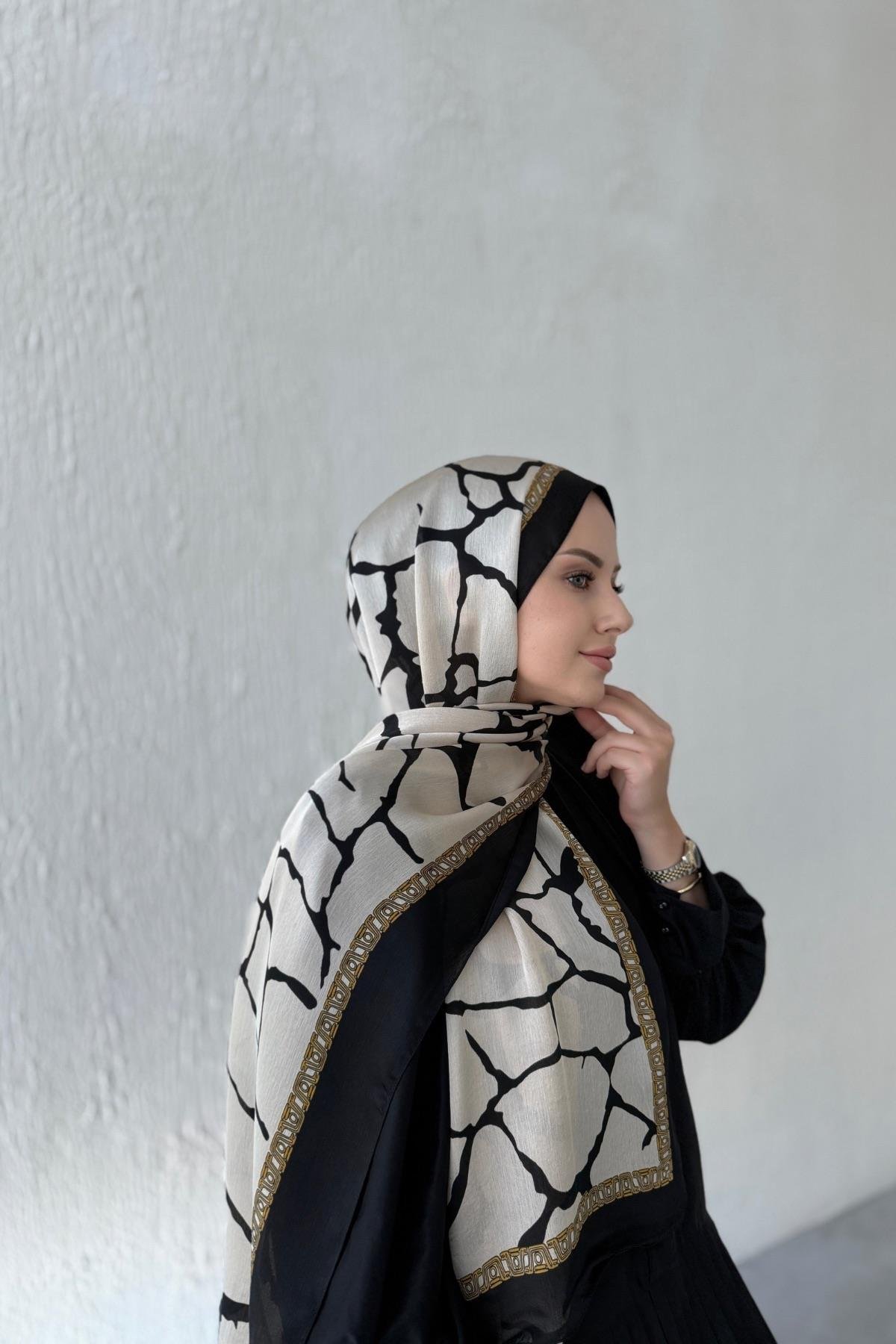 Açık Vizon Taş Desen Vual İpek Şal 