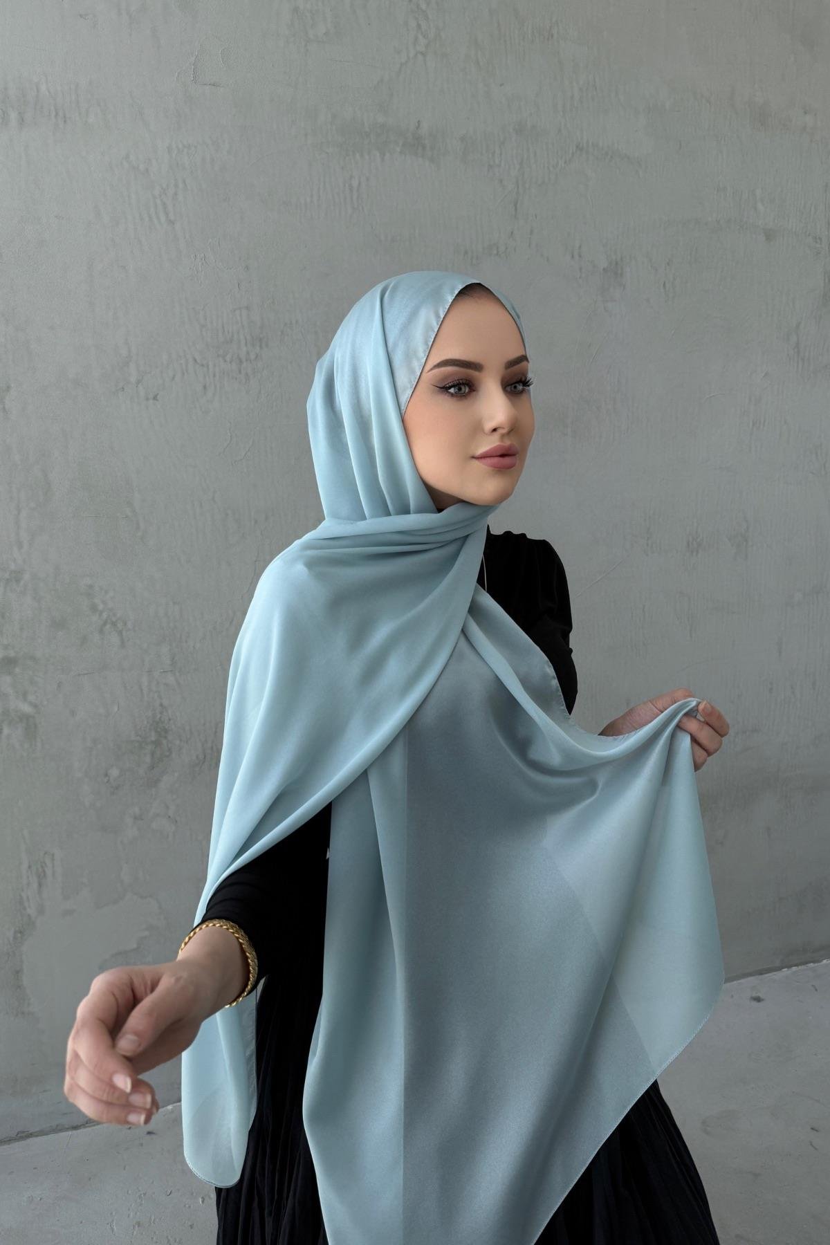 Bebe Mavi Nare Hint İpeği Şal