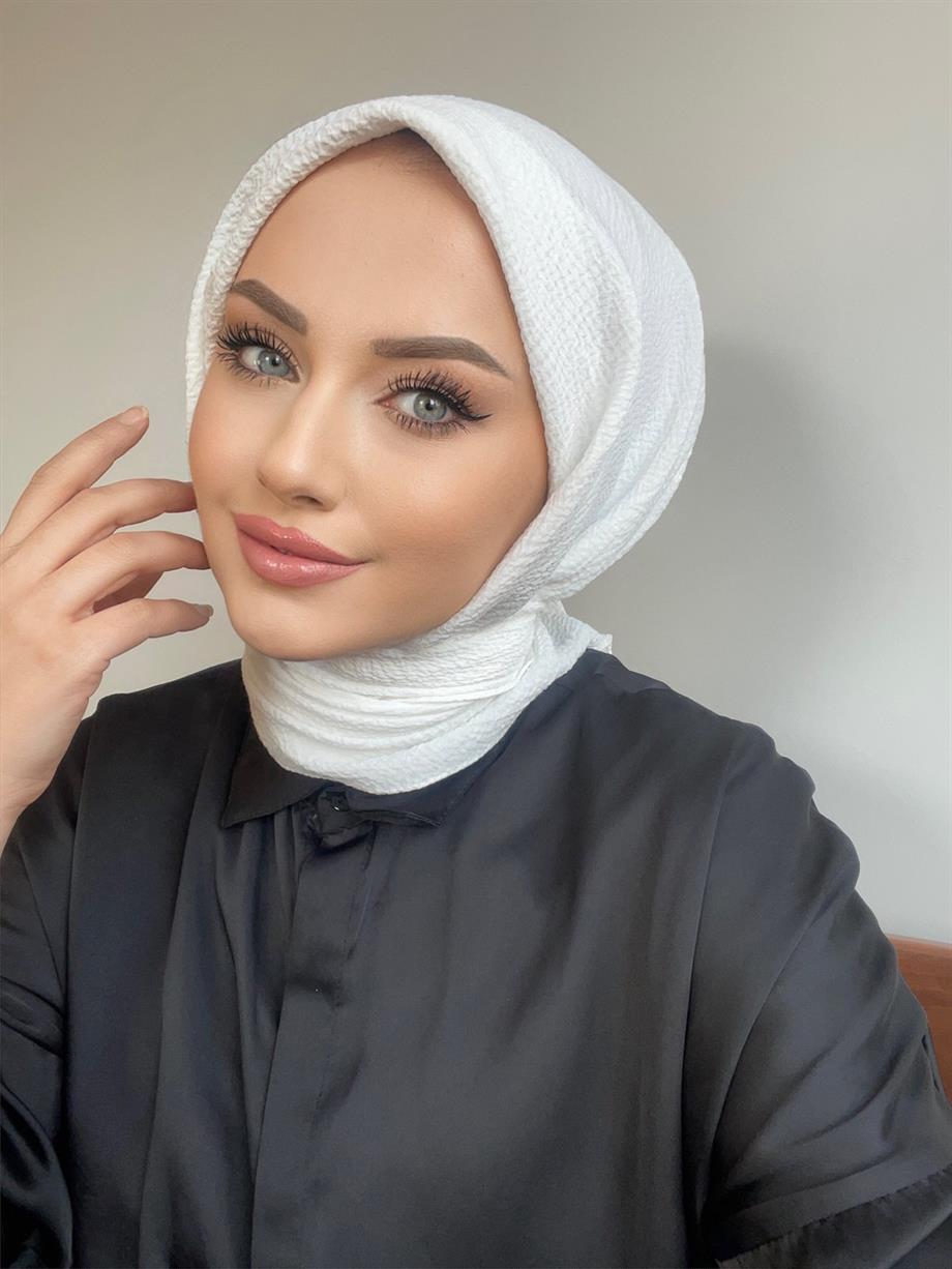 Beyaz Naturel Eşarp 