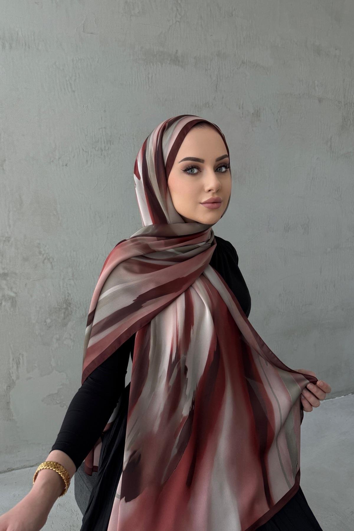 Bordo Berçem Kumlu İpek Şal 