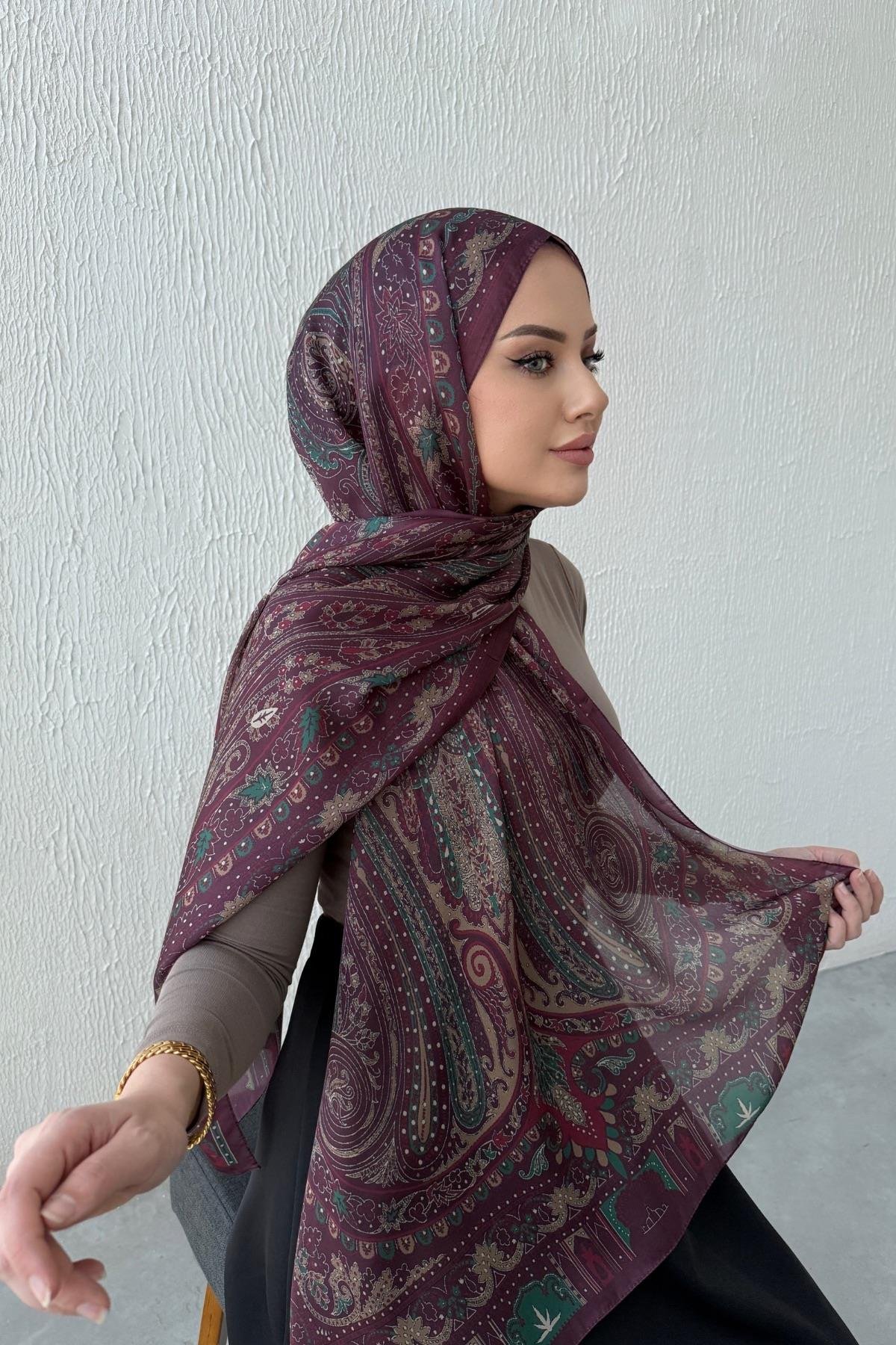 Bordo Berfin Otantik Hint İpeği Şal