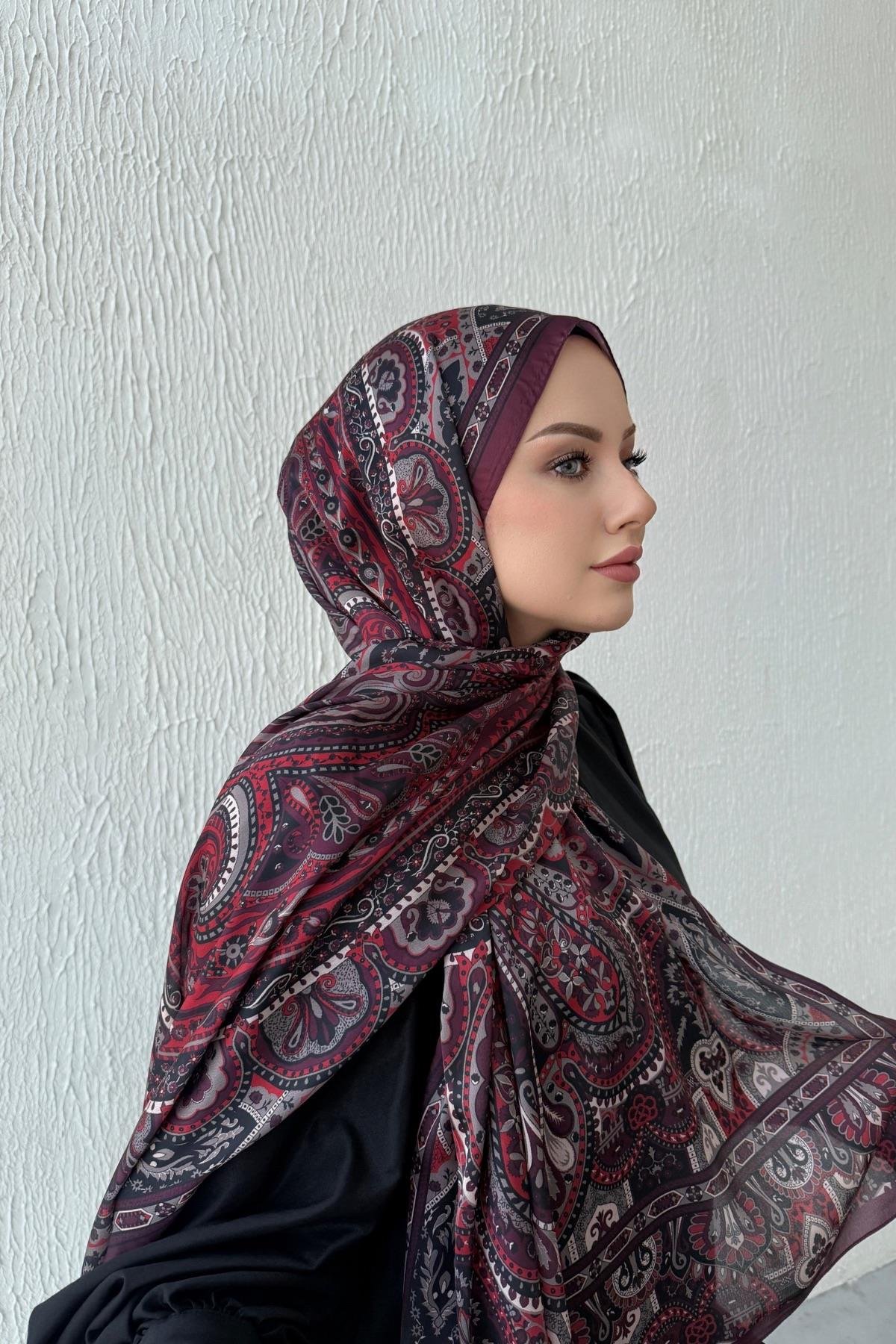 Bordo Etro Otantik Hint İpeği Şal