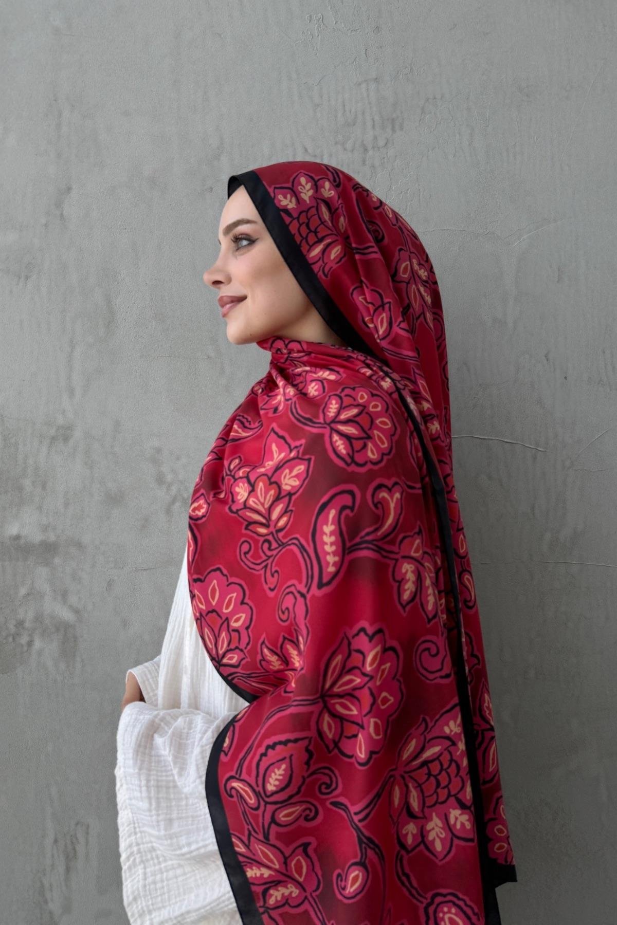 Bordo Gardenia Modal İpek Şal