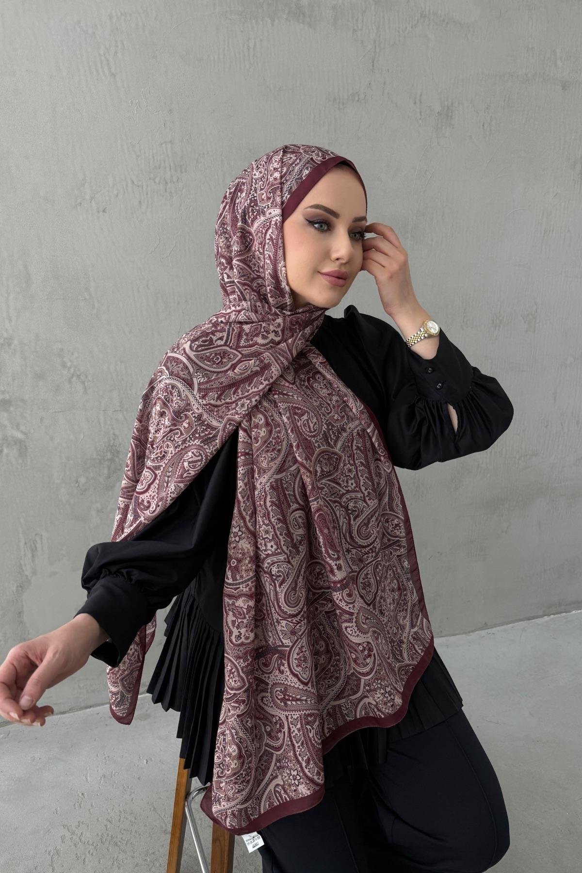 Bordo Harmoni Modal İpek Şal