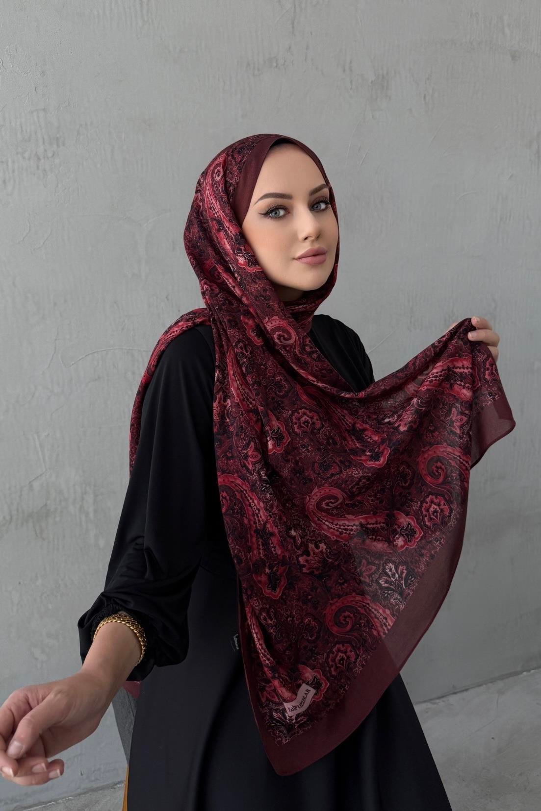 Bordo Laventa Koza %100 Pamuk Şal