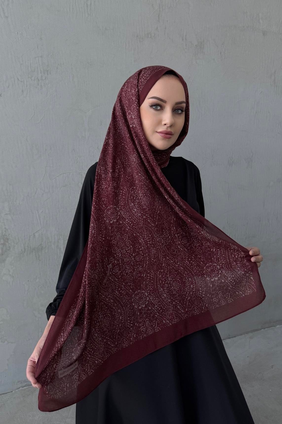 Bordo Leena Koza %100 Pamuk Şal