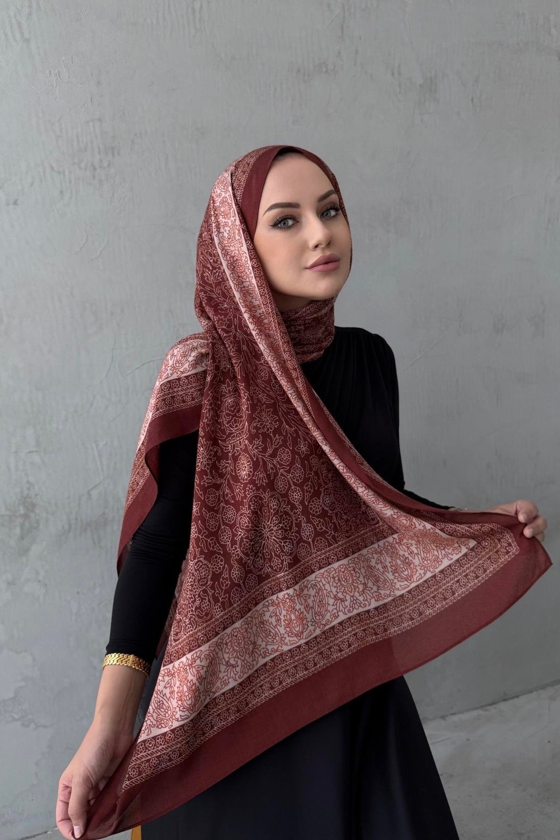 Bordo Maaren Koza %100 Pamuk Şal