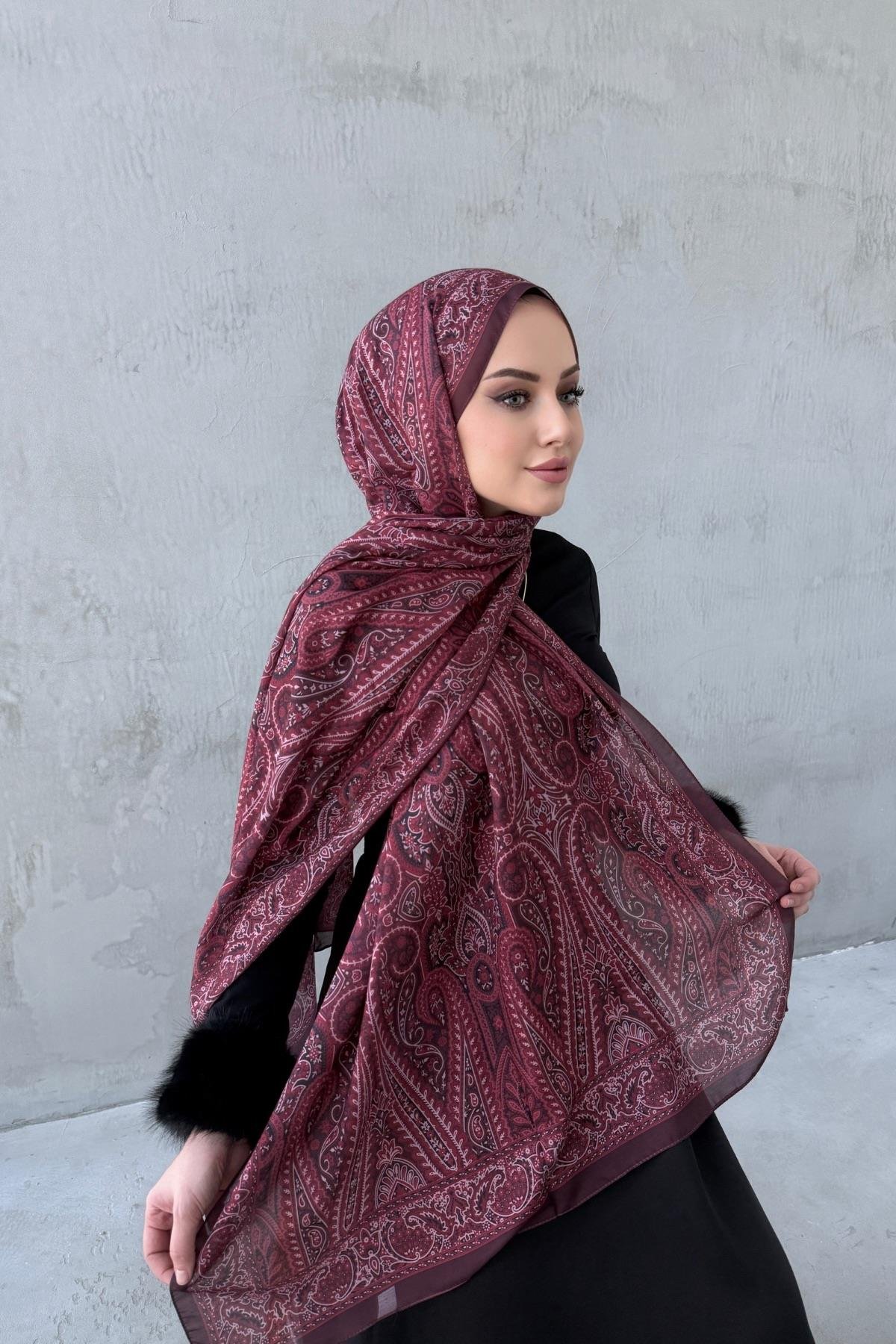 Bordo Milena Modal İpek Şal