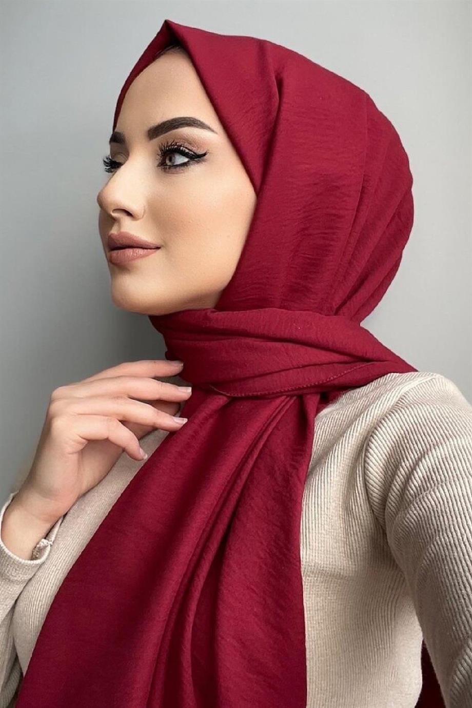 Bordo Pamuk Caz Şal