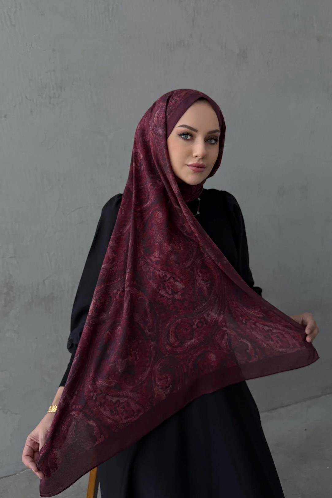 Bordo Perla Koza %100 Pamuk Şal