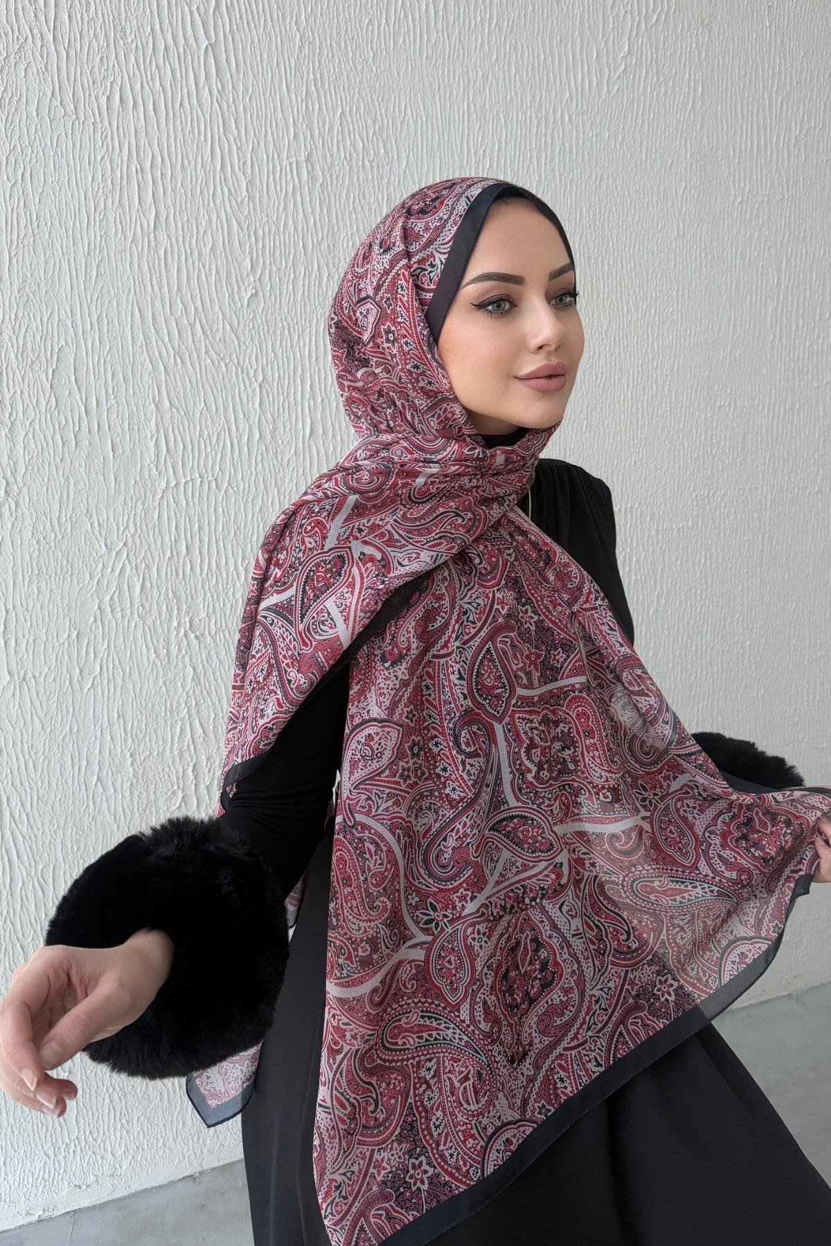 Burgundy & Black Harmony Modal Silk Shawl