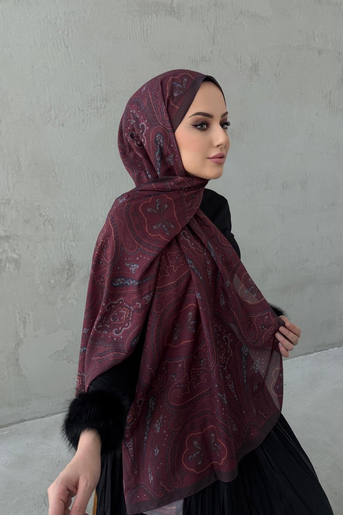 Bordo Sufra Modal İpek Şal