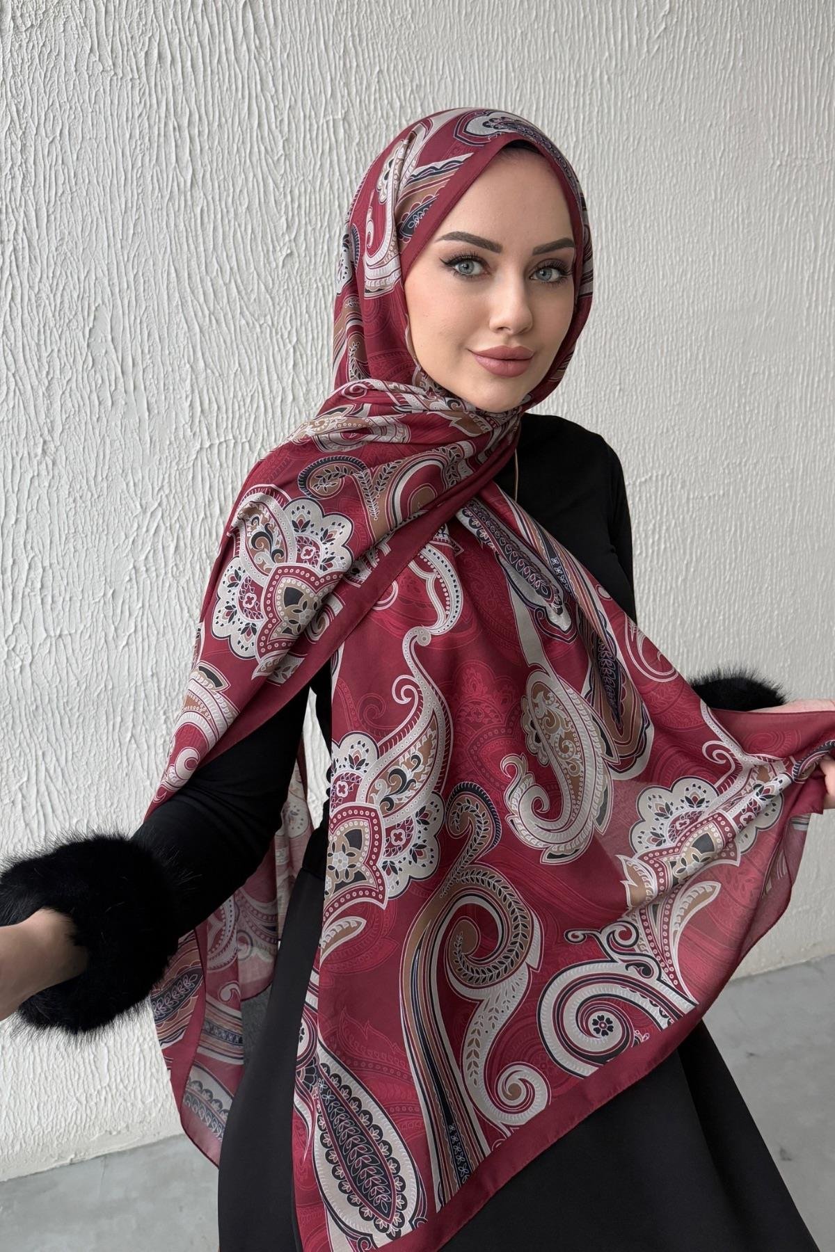 Bordo Zerda Modal İpek Şal