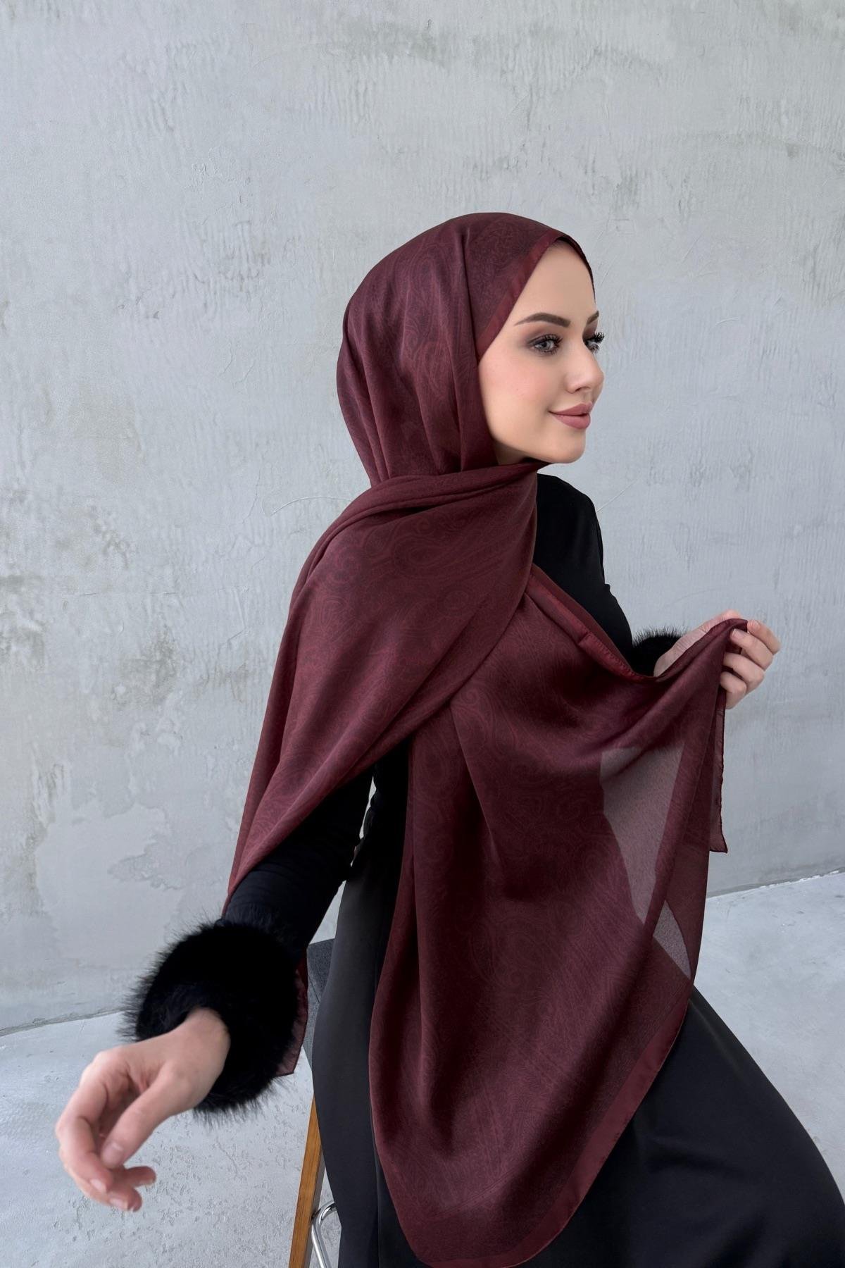 Bordo&Bordo Asu Otantik Hint İpeği Şal