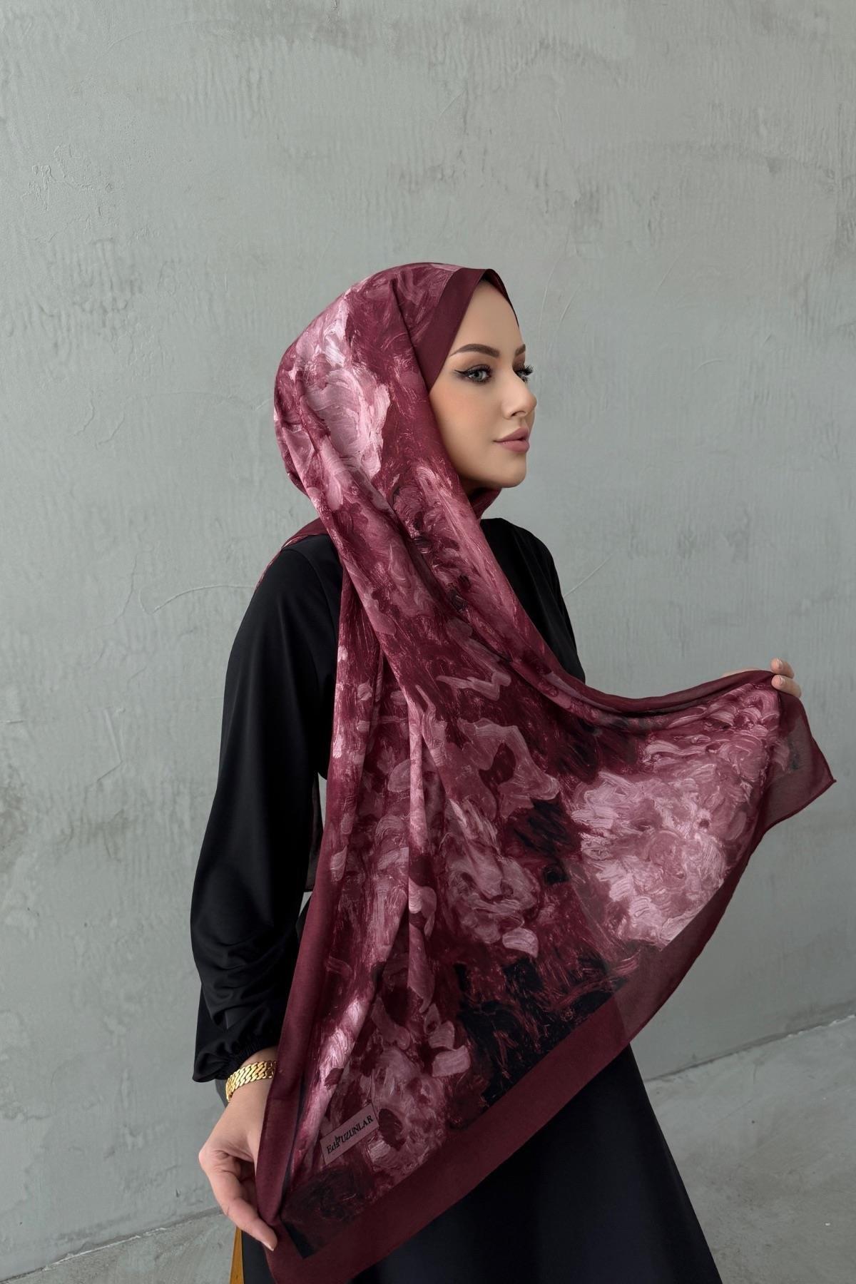 Bordo&Gül Kurusu Tual Koza %100 Pamuk Şal