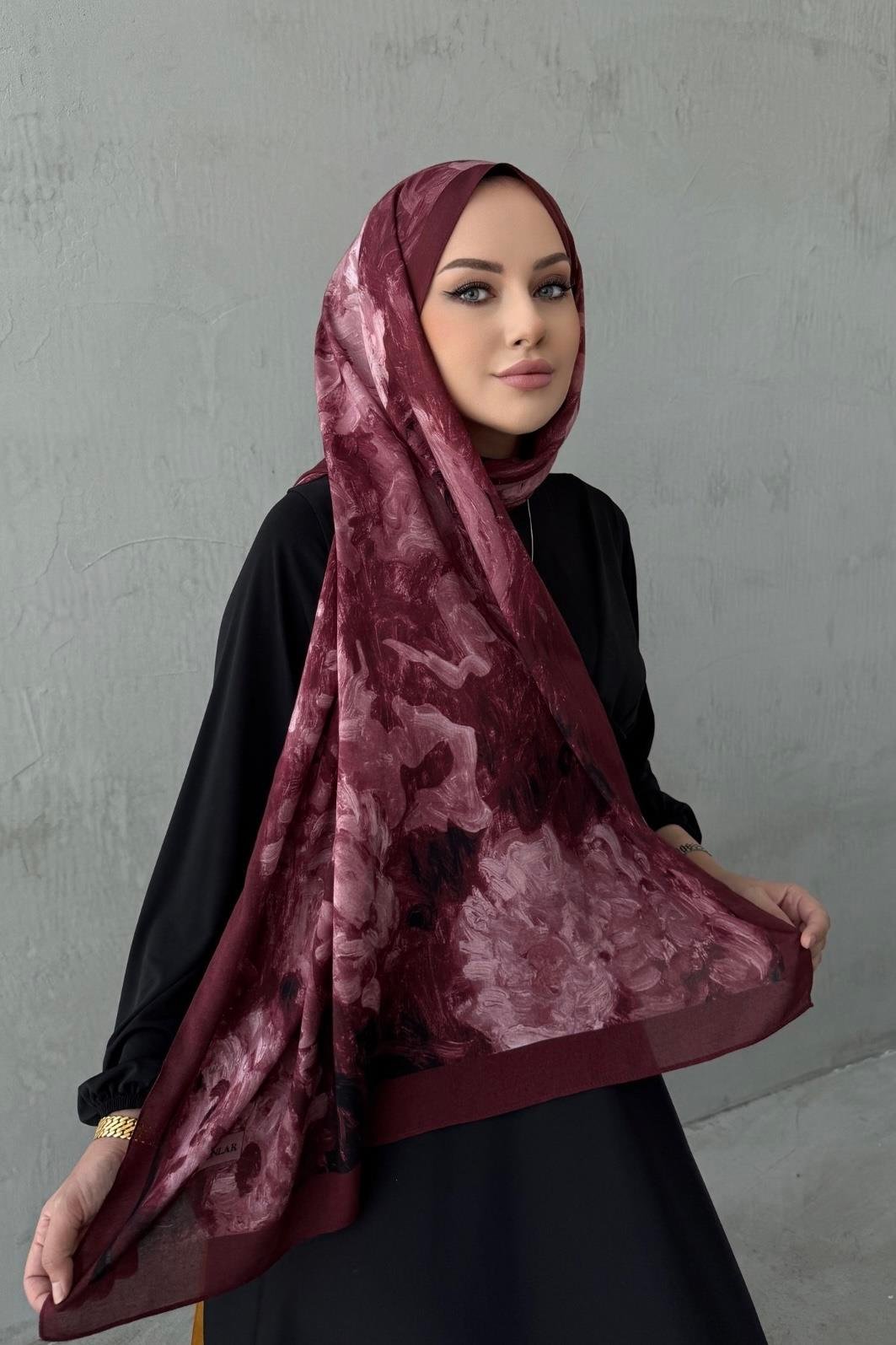 Bordo&Gül Kurusu Tual Koza %100 Pamuk Şal