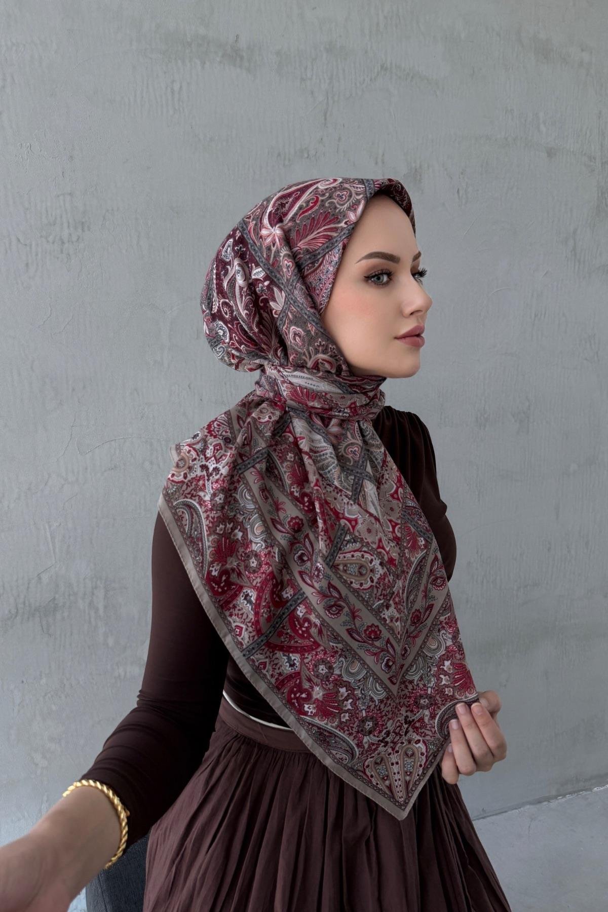 Bordo&Vizon Bohem Modal İpek Şaleşarp