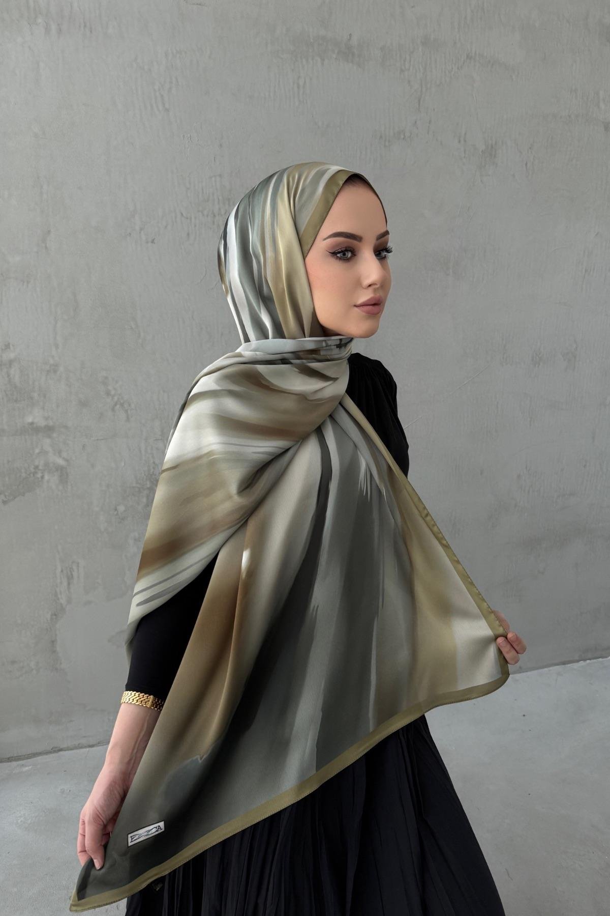 Çağla Yeşili Berçem Kumlu İpek Şal 