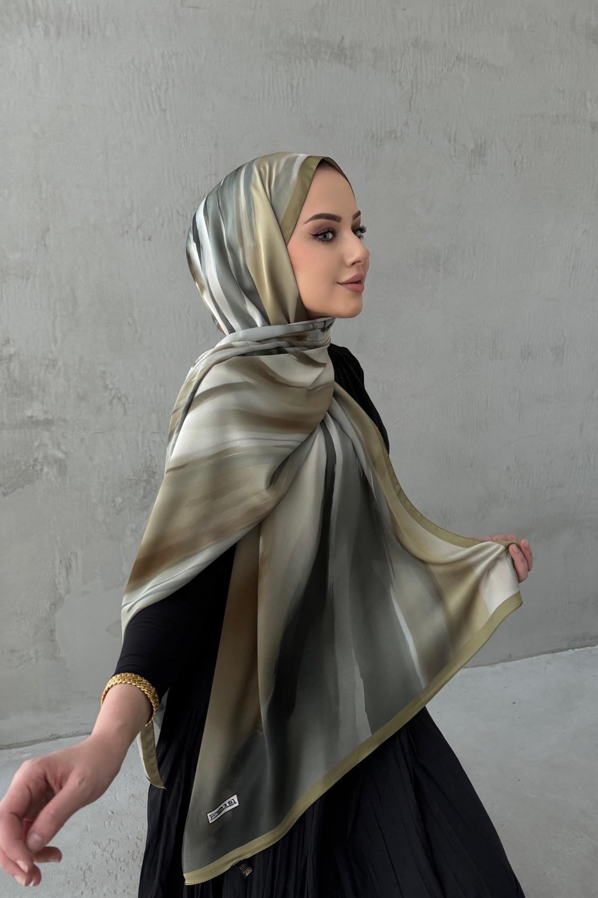 Çağla Yeşili Berçem Kumlu İpek Şal 