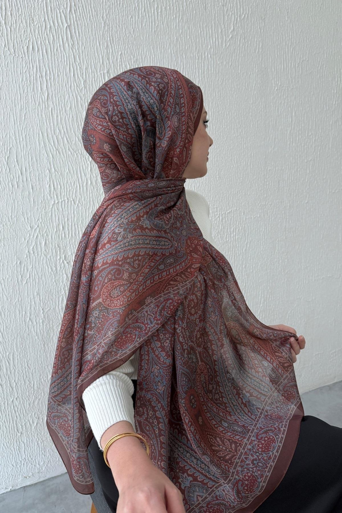 Çikolata Etro Otantik Hint İpeği Şal