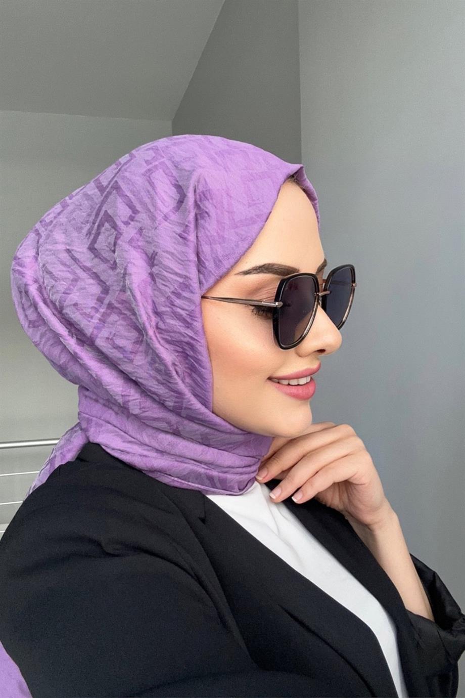 Desenli akrilik sal lila