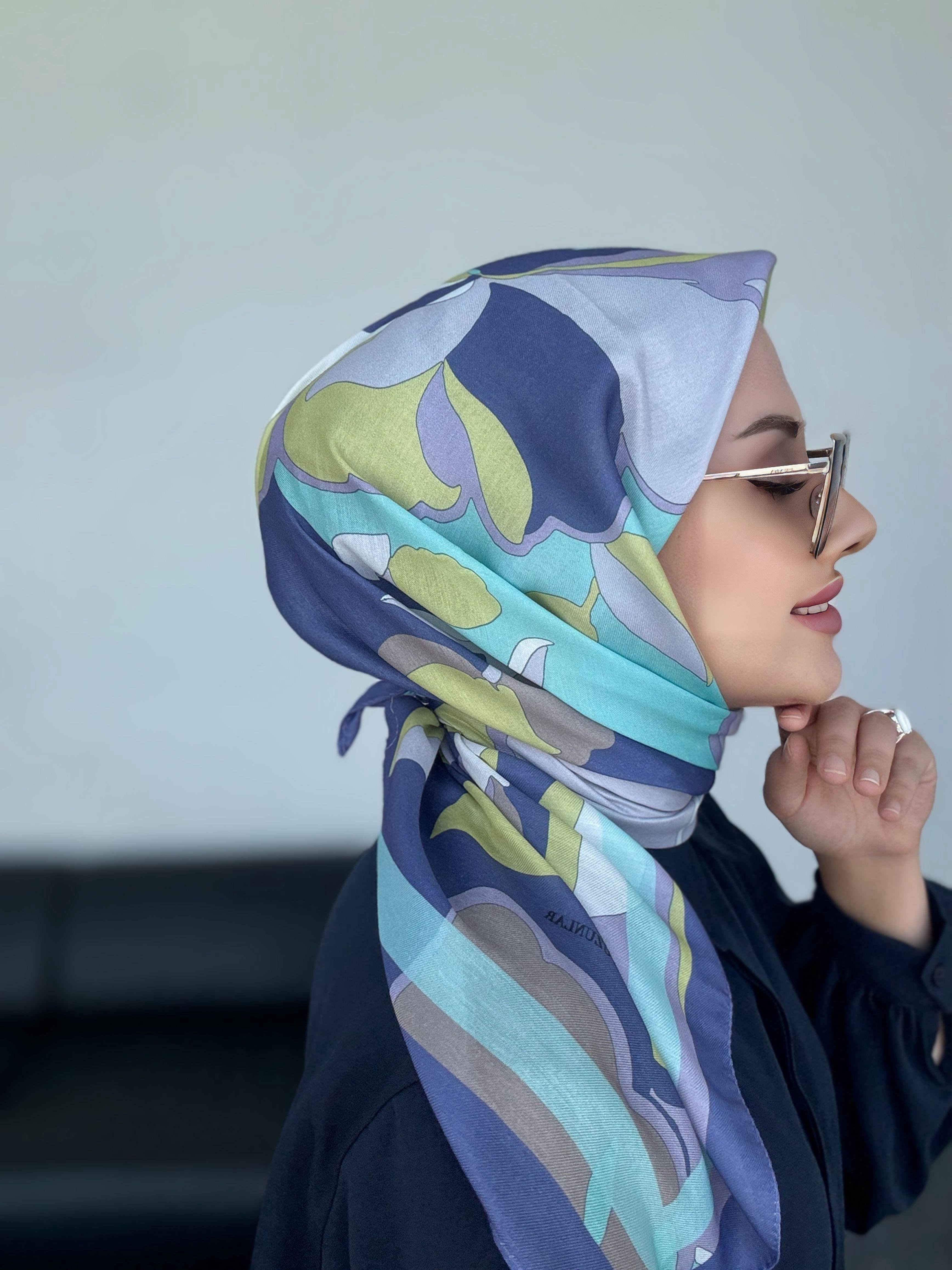 Eda Dijital Soft Eşarp İndigo