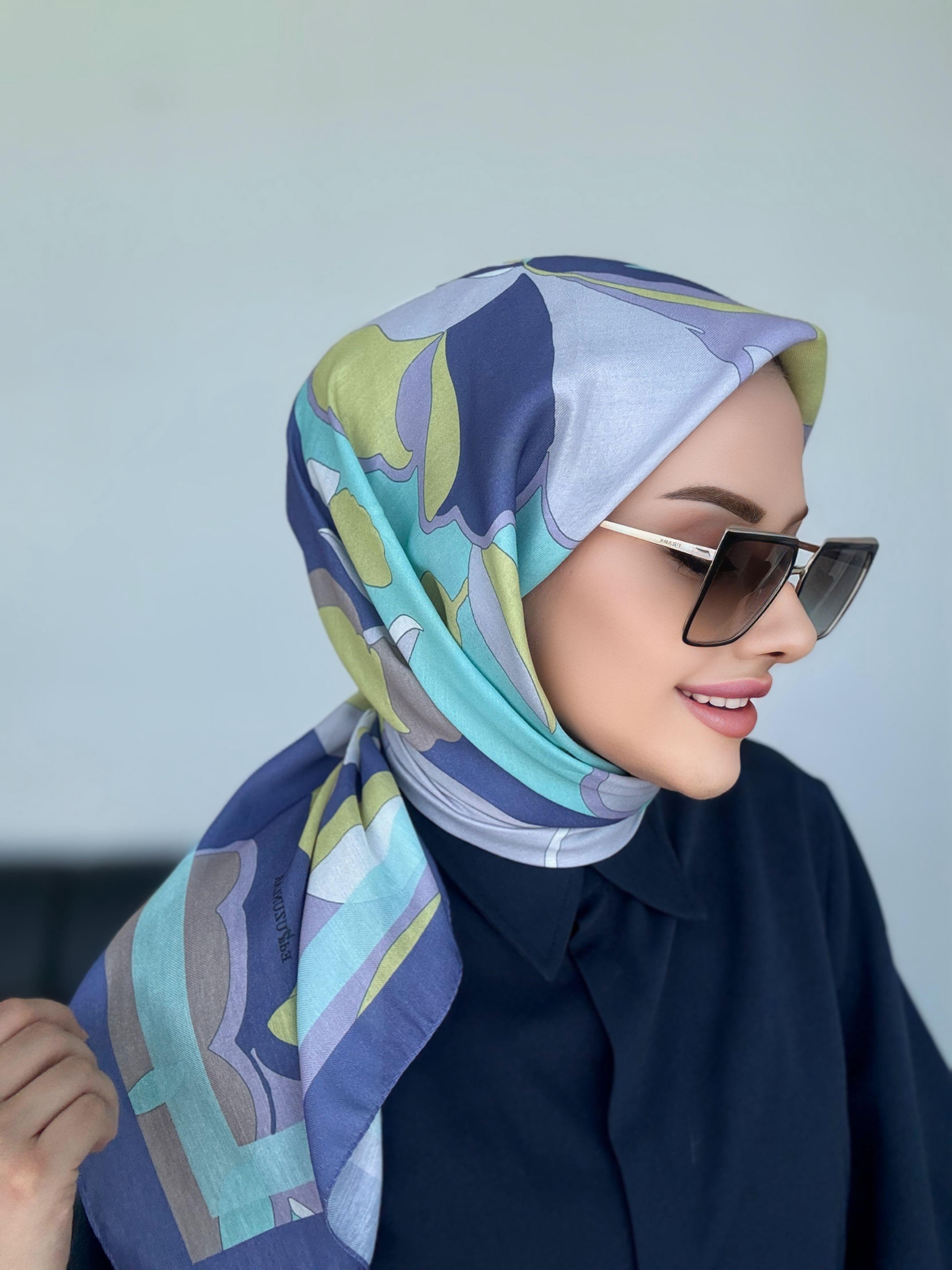 Eda Dijital Soft Eşarp İndigo