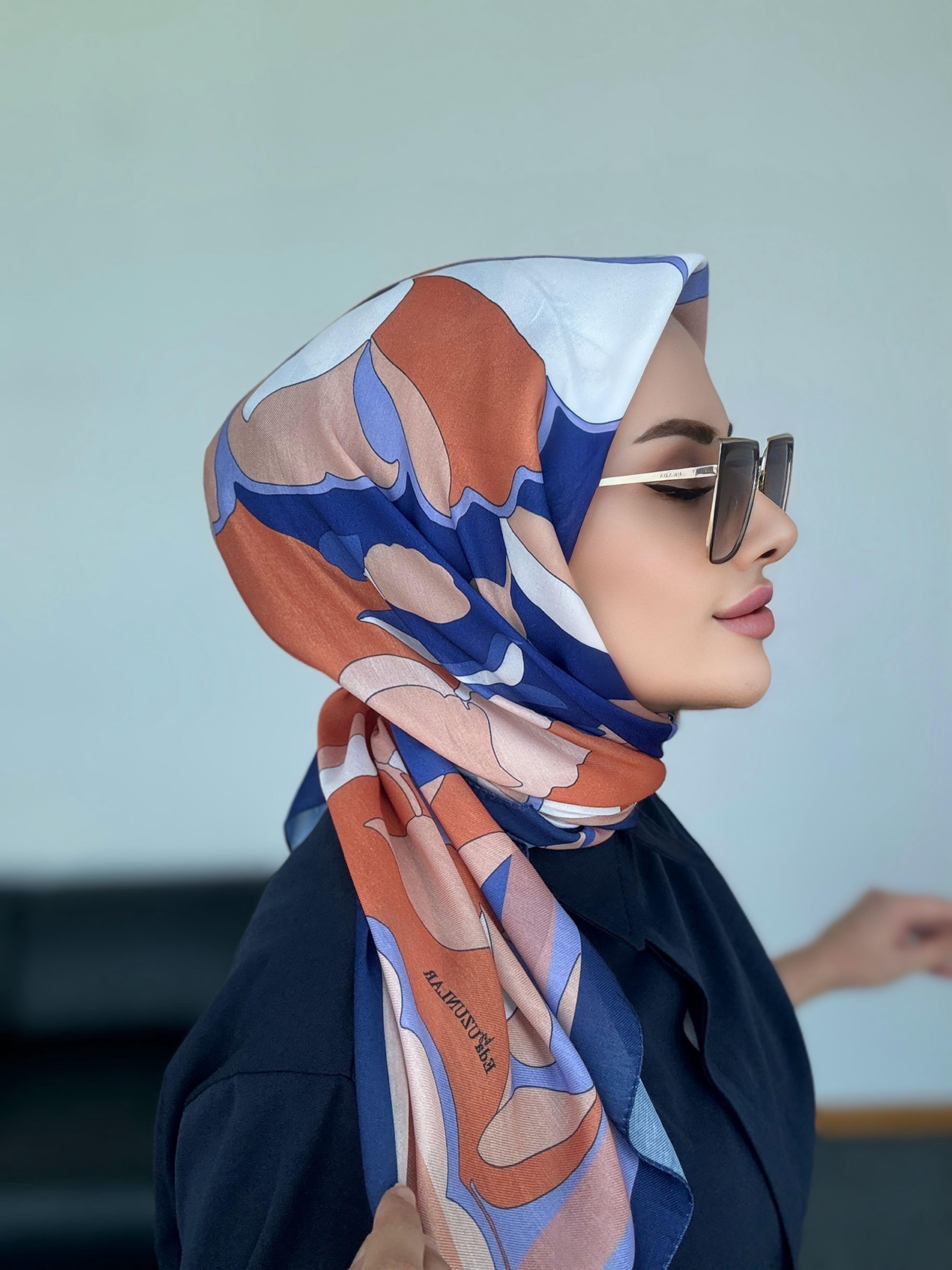 Eda Dijital Soft Eşarp Lacivert