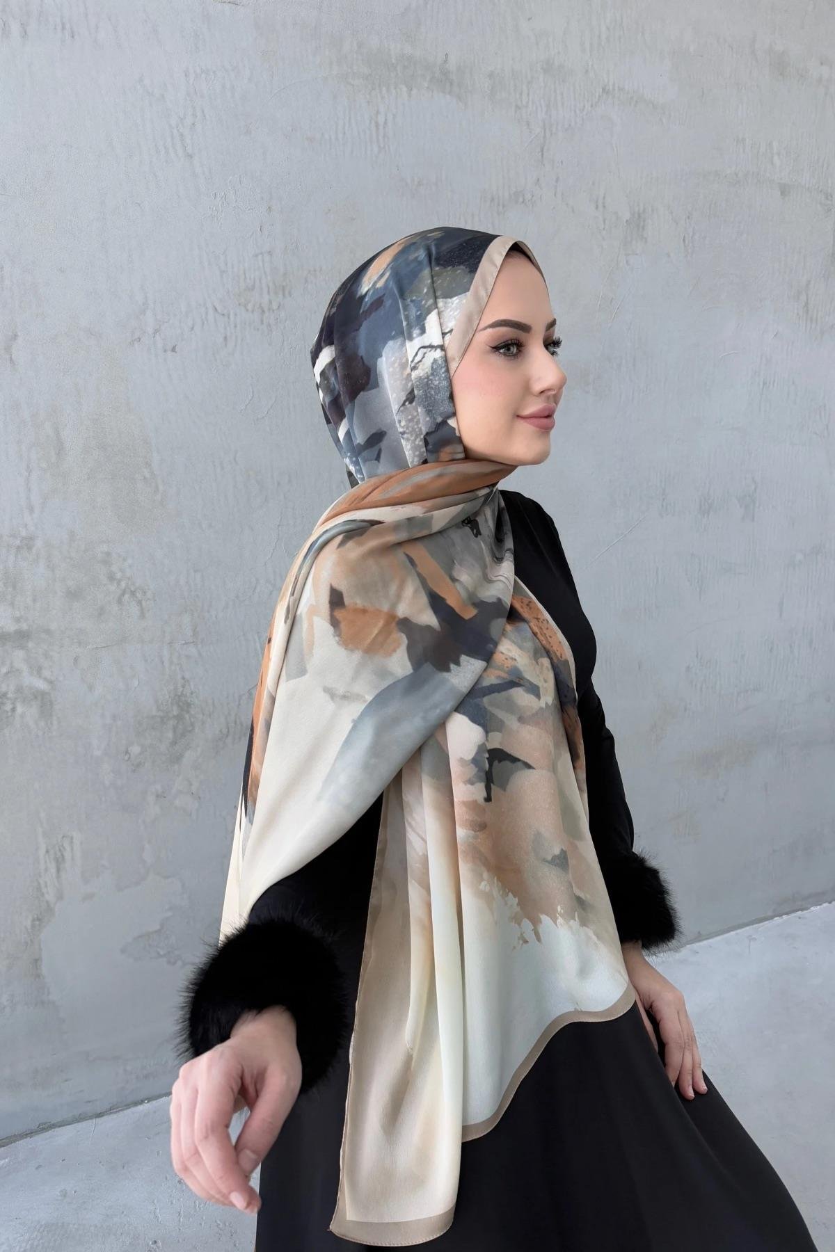 Vizon Larina Kumlu İpek Şal 