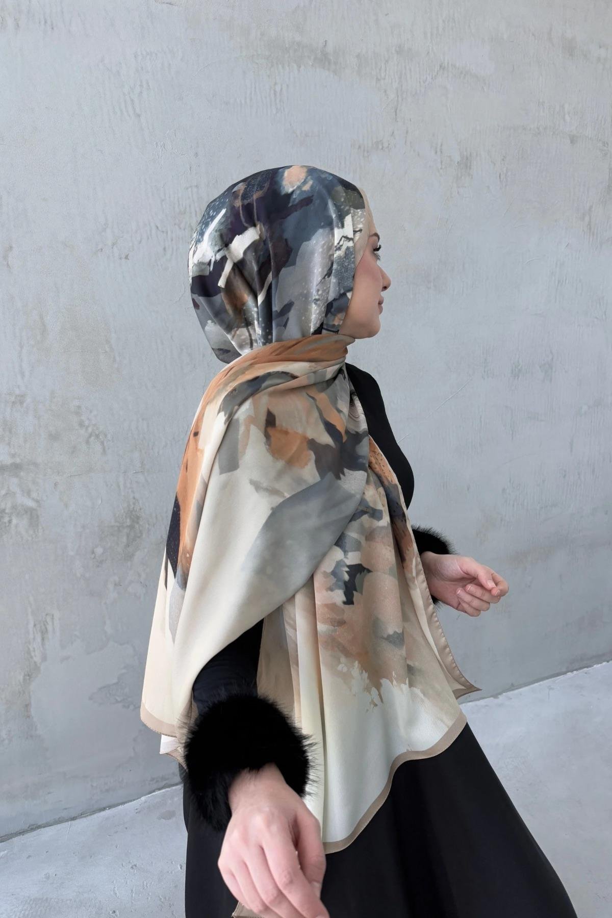 Vizon Larina Kumlu İpek Şal 