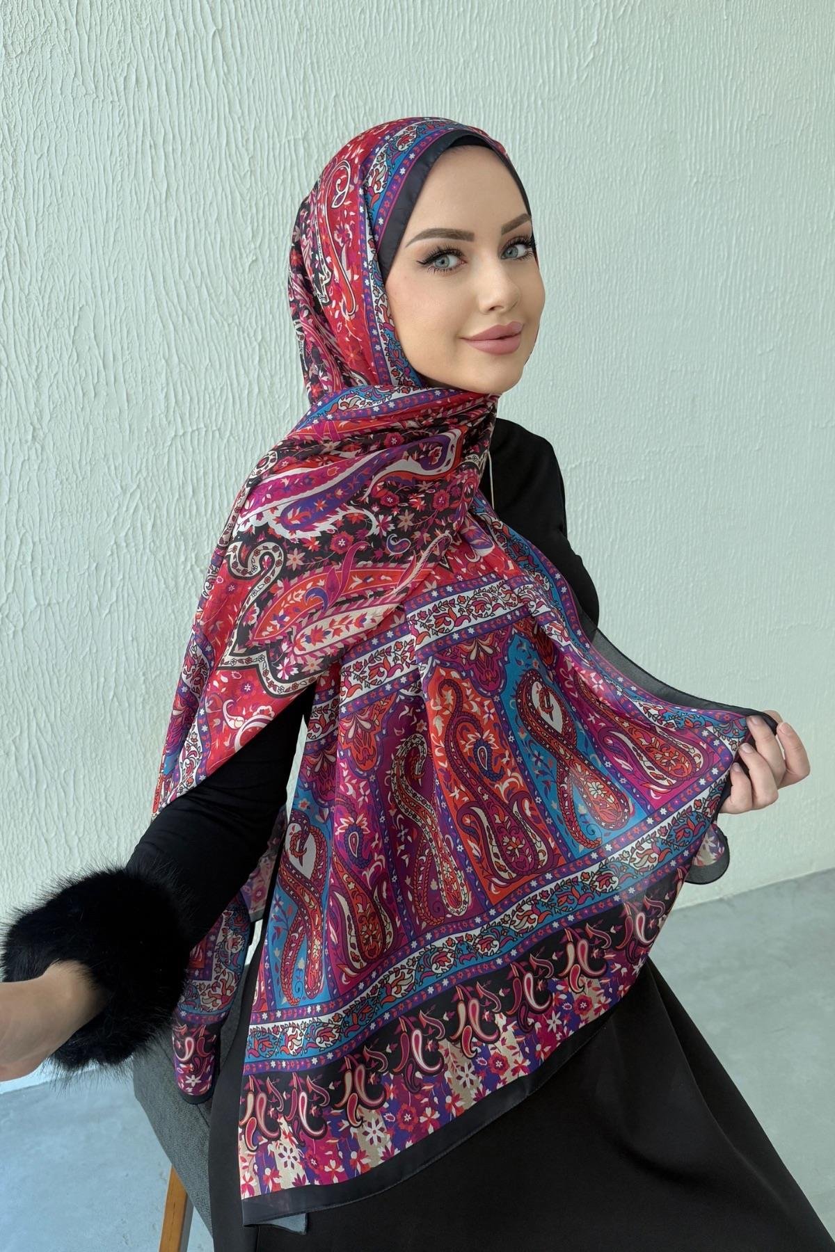 Fuşya Bergüzar Otantik Hint İpeği Şal