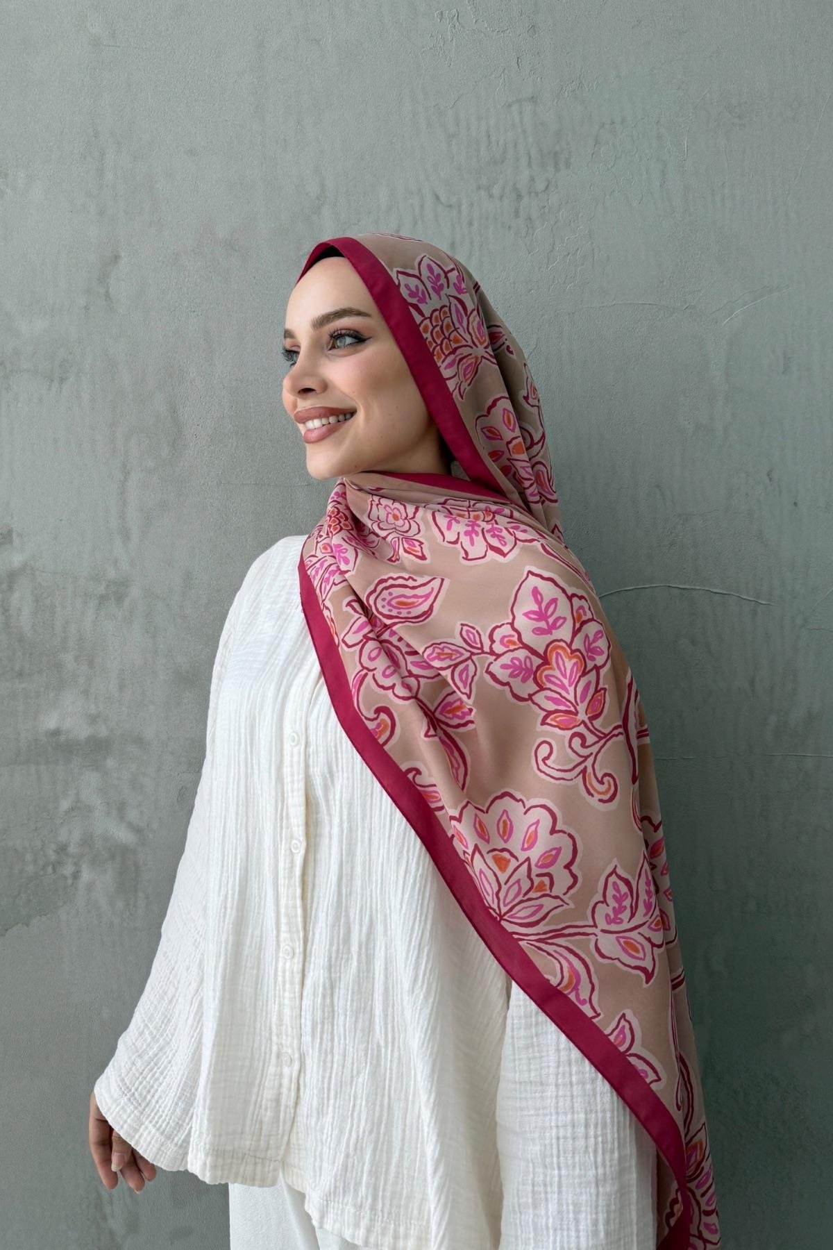 Fuşya Gardenia Modal İpek Şal