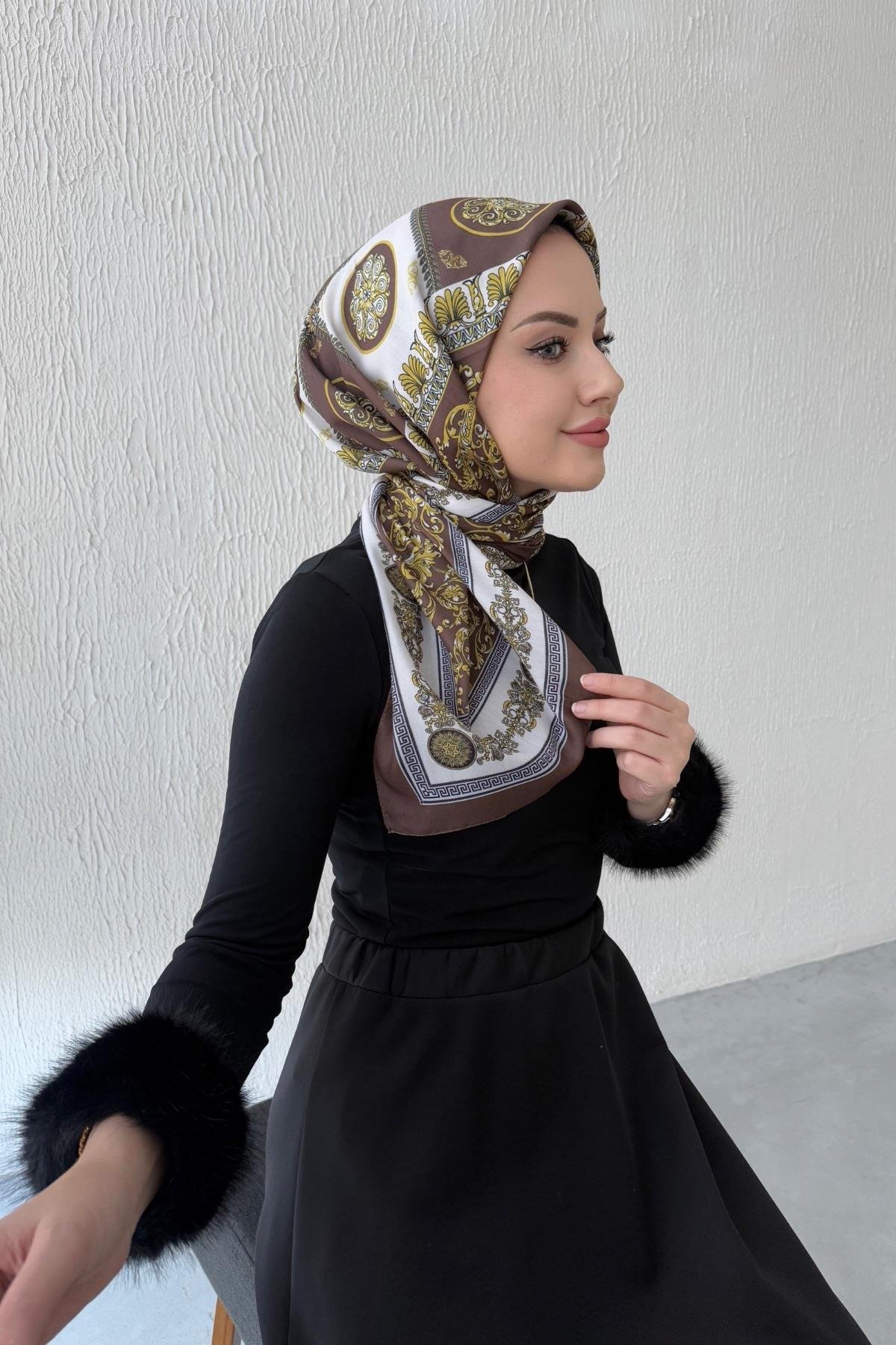 Goldkahve Versac Desen Dijital Soft Eşarp