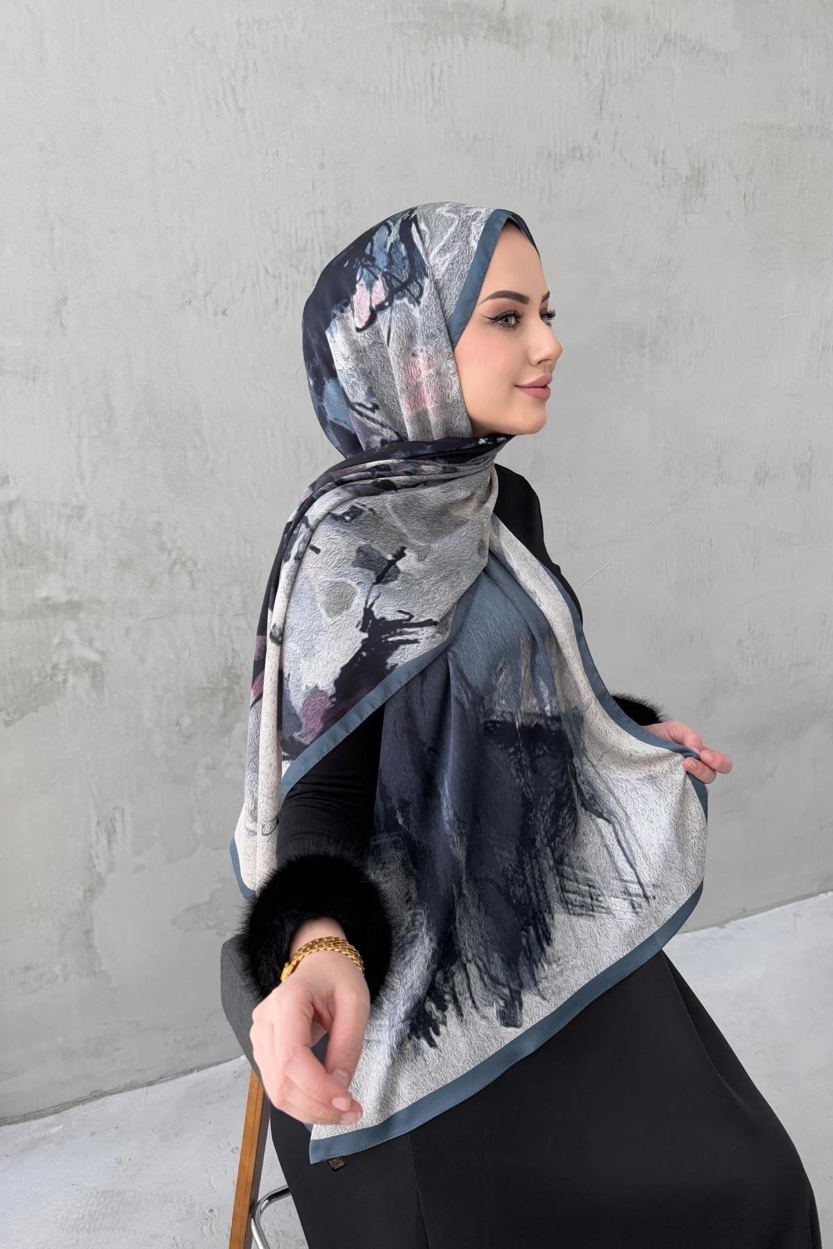 Gri Feriha Kumlu İpek Şal 